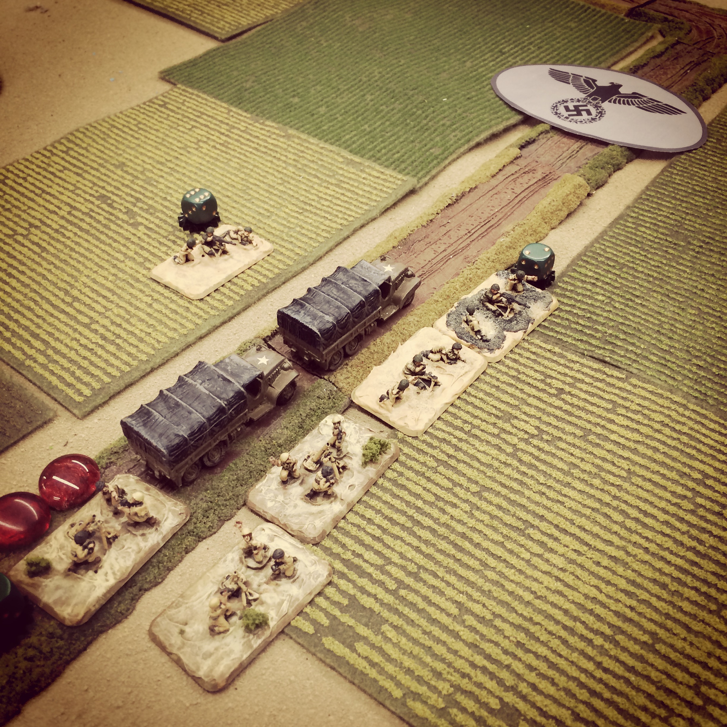 Italians rush to the battle and deploy from a column of trucks