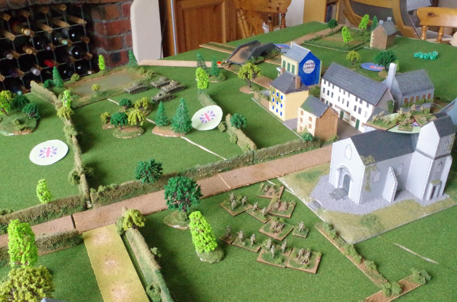 The British advance towards the village
