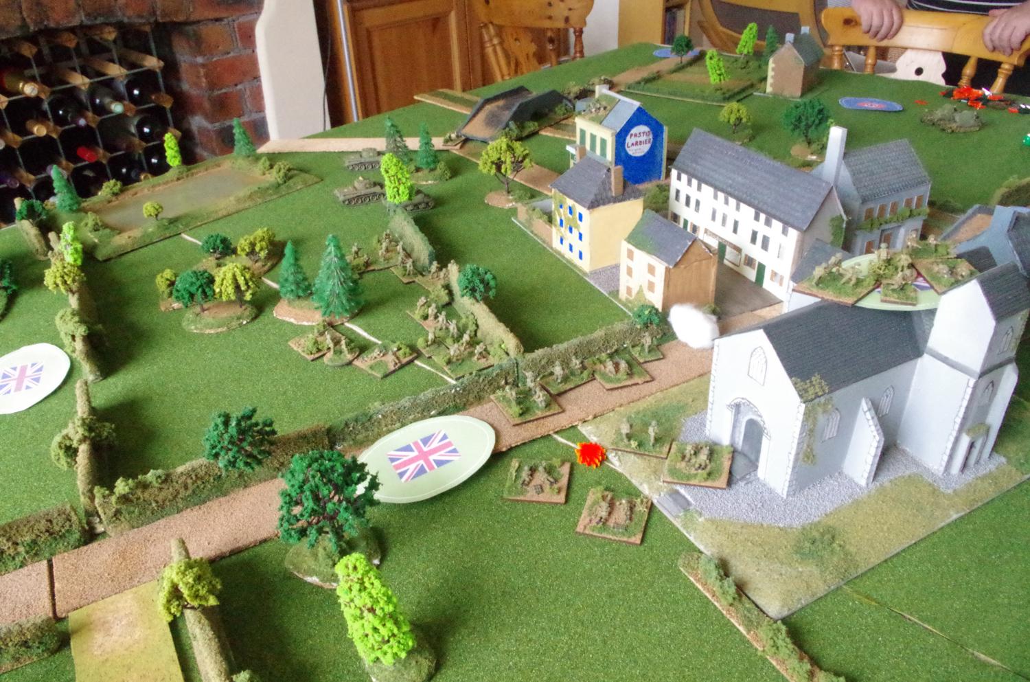 The German infantry in the houses open fire and pin the British lead platoon
