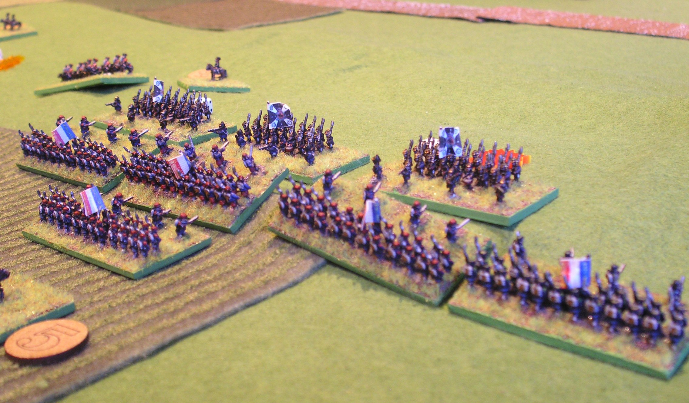 Hitting the prussian left (note the cavalry in the background)