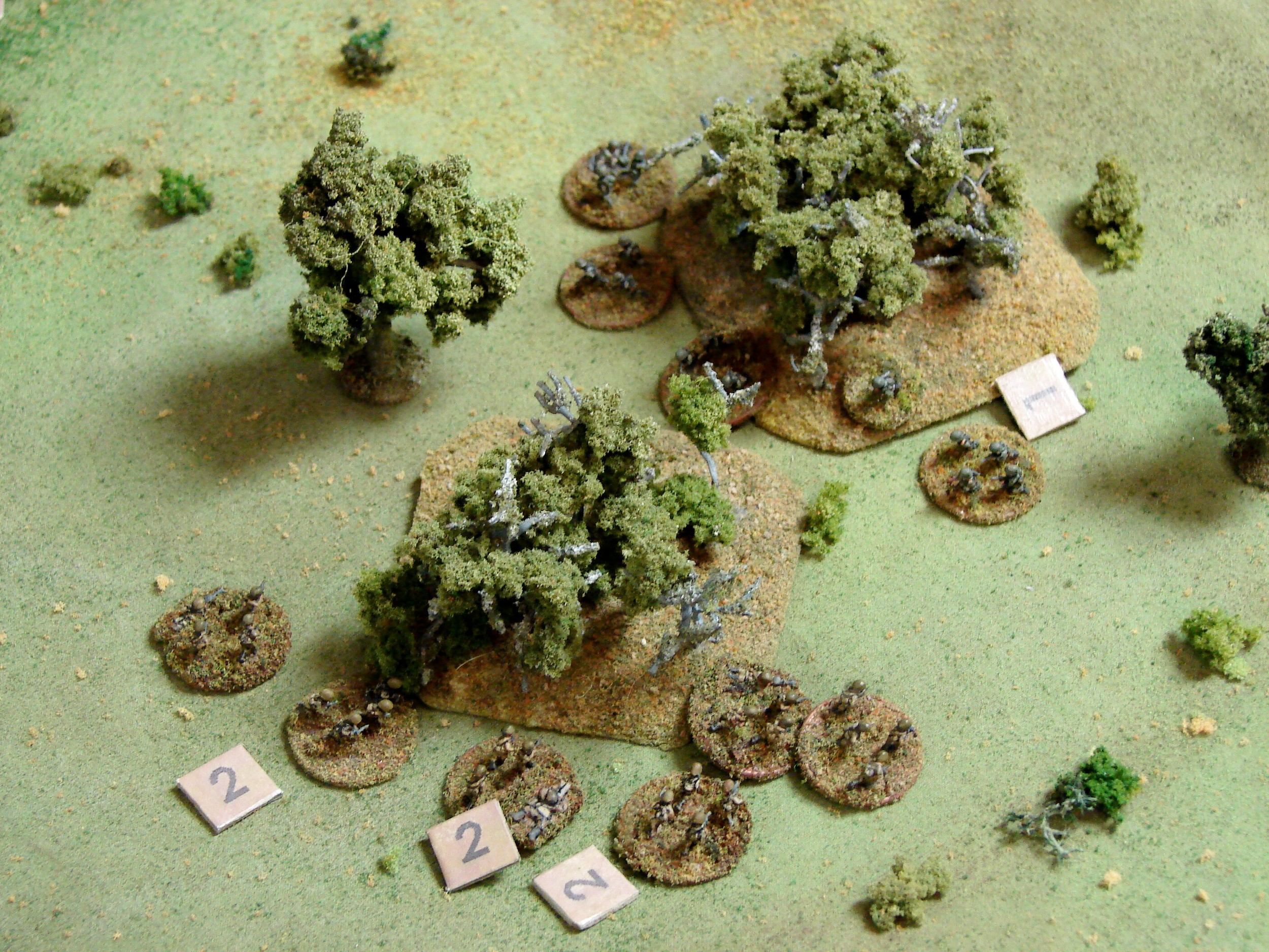 Firefight in the trees The two remaining grenadier squads manage to hold off the assualting Russians and kill their CO. The MMG and ATG behind the trees is firing off to their right.