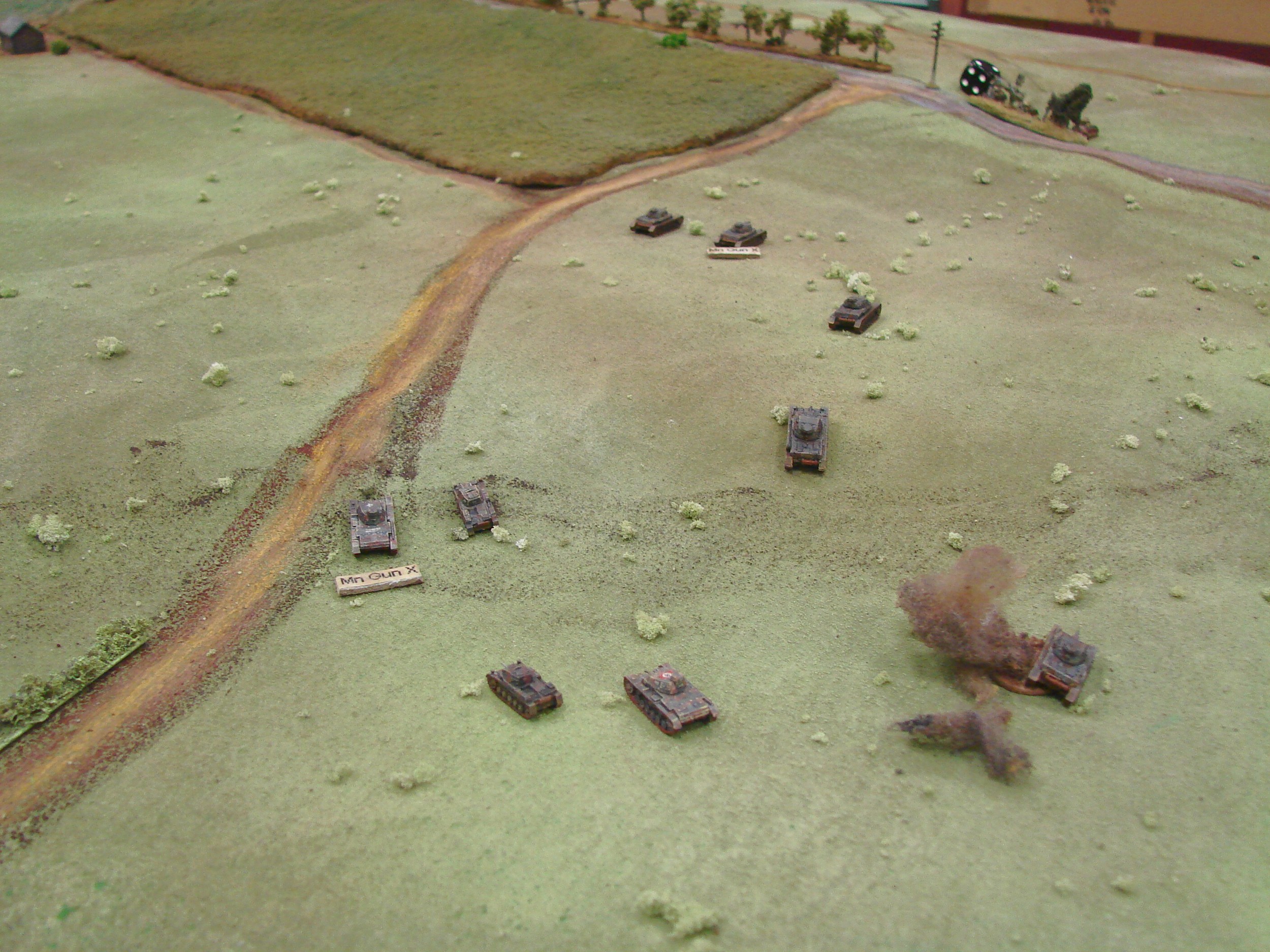 More German tanks hit The French were able to exploit their gun & armour advantage and destroy and damage the panzers fairly easily.