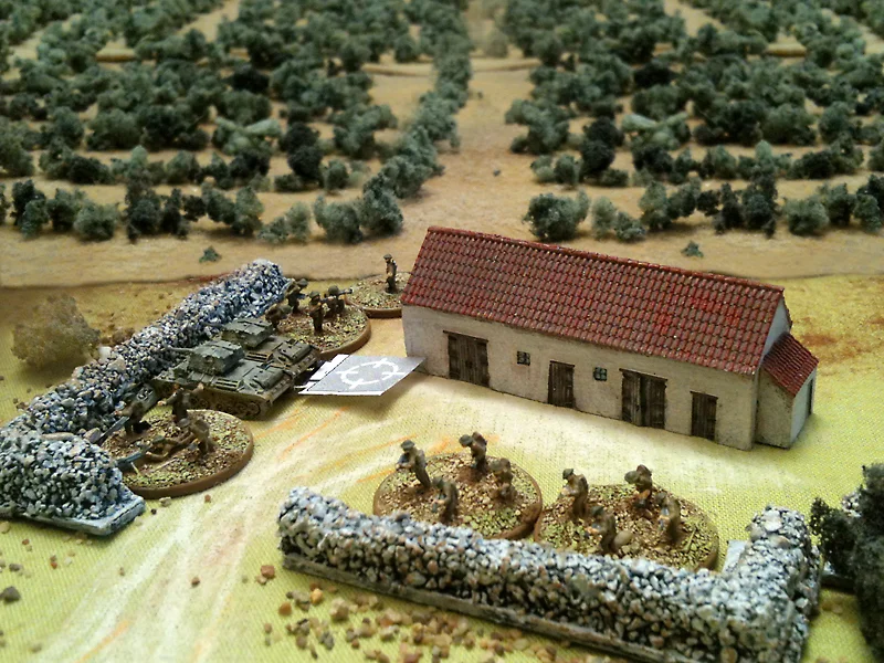 The tank duel was hard and despite the (almost hull down) positions of the British tanks the superiority of the German guns started to score turret hits and gun sights problems for the A13s.