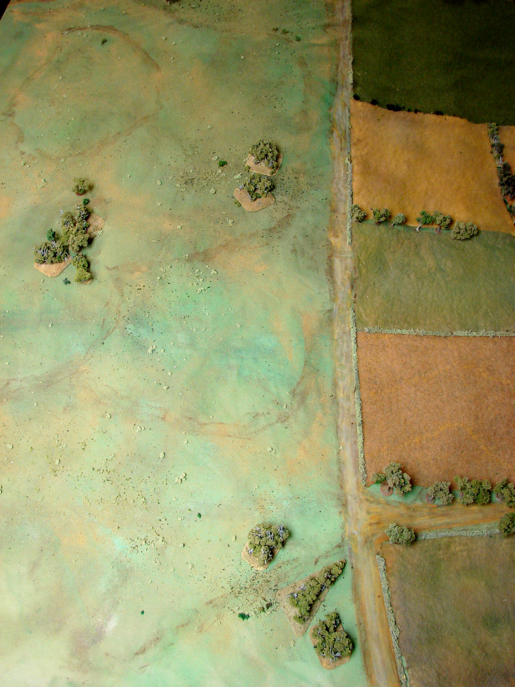 The terrain north of Mokre Mokre is off board south (to the right) of a ridge line the dominates the town. The main advance of the 24th Panzer Division is to the east. They are unaware that the Soviet 52nd Tank Brigade is on their flank.