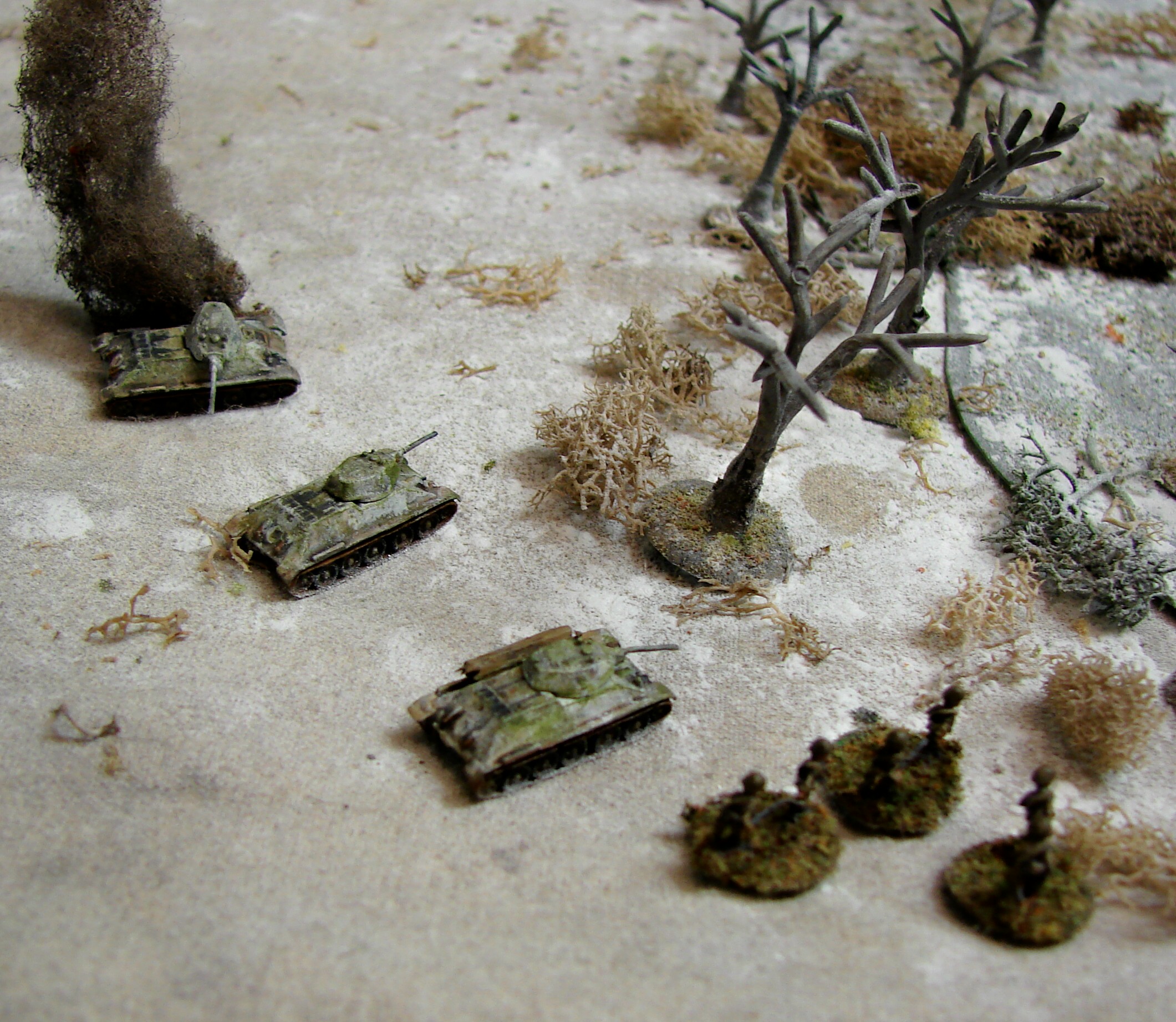 Another Burning T-34 The panzers claim their third victim.