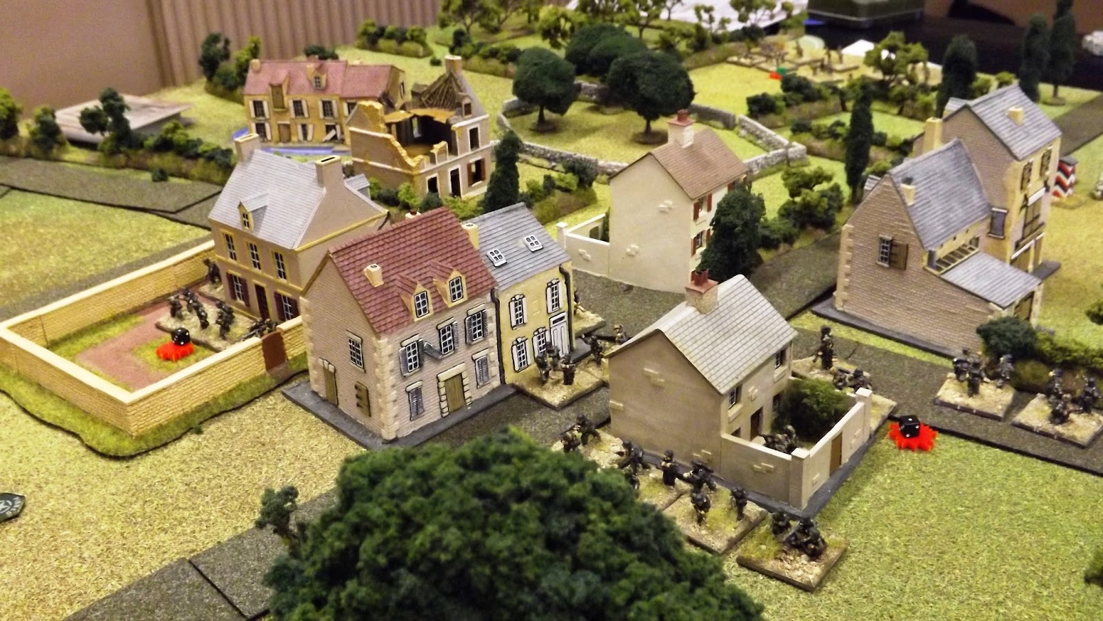German infantry set up to hold the eastern crossroads at the centre of the village