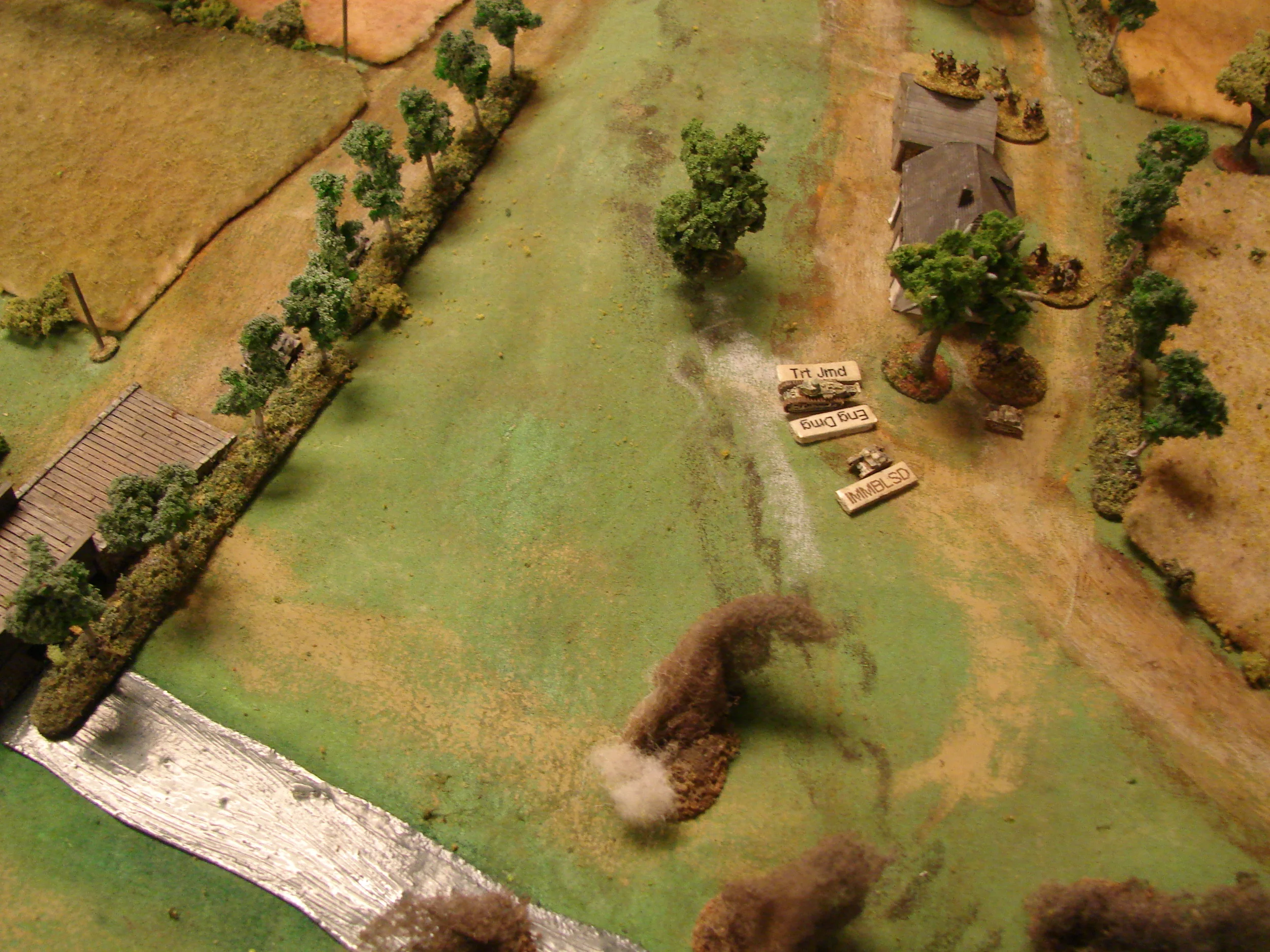 Looking bad for the Poles In the exchange between five German a/c and the FT-17 and tankette, the Poles came out the better. But the Polish artillery is still drifting about and the newly arrived panzers will surely chew up this group. The Poles did take out three of the a/c (crews bailed) and damaged a Sdkfz 231.