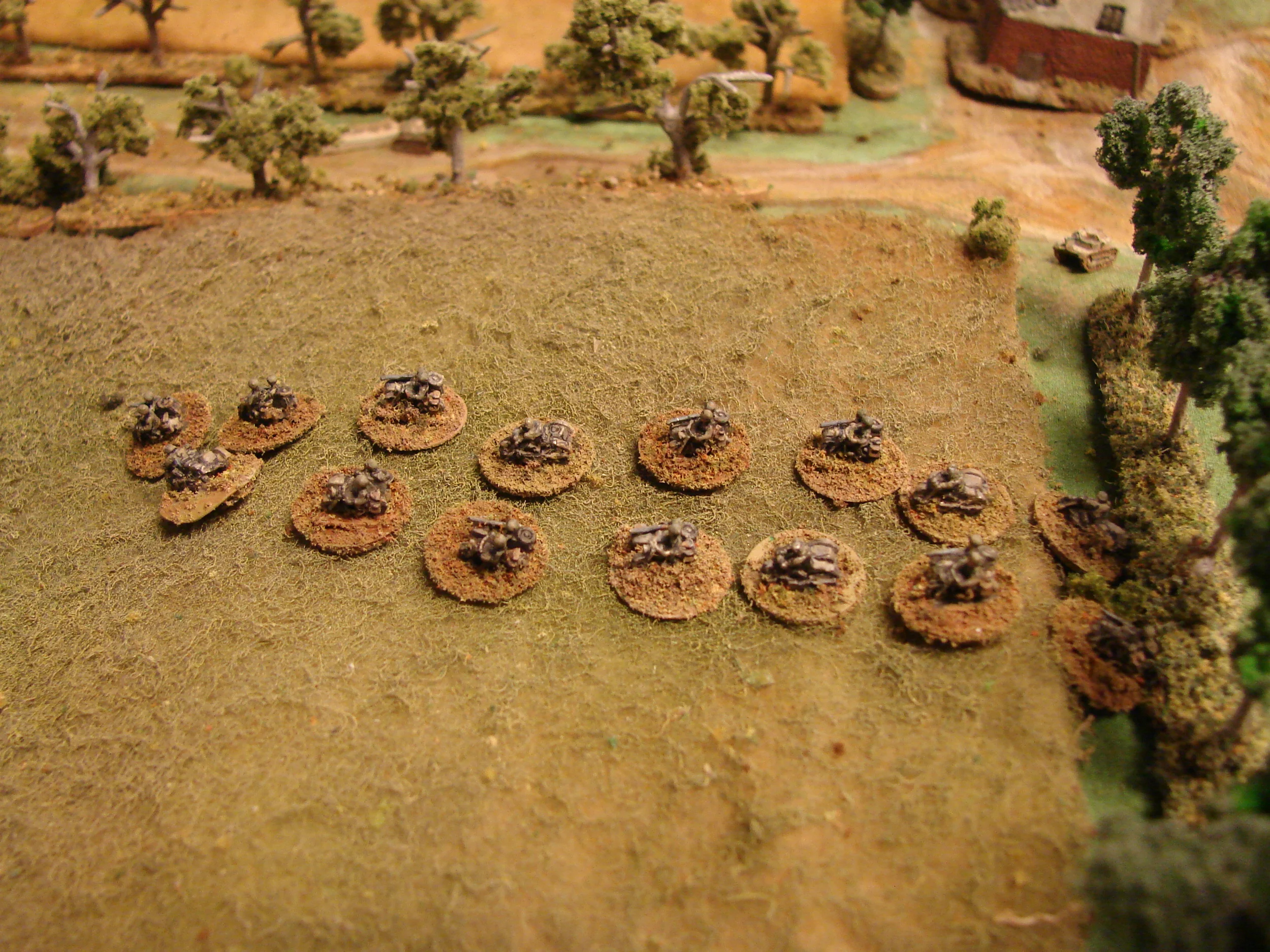 Taking it off road The m/c troops head across country to get behind the Polish infantry in the buildings. They receive some fire from a still-mobile tankette.