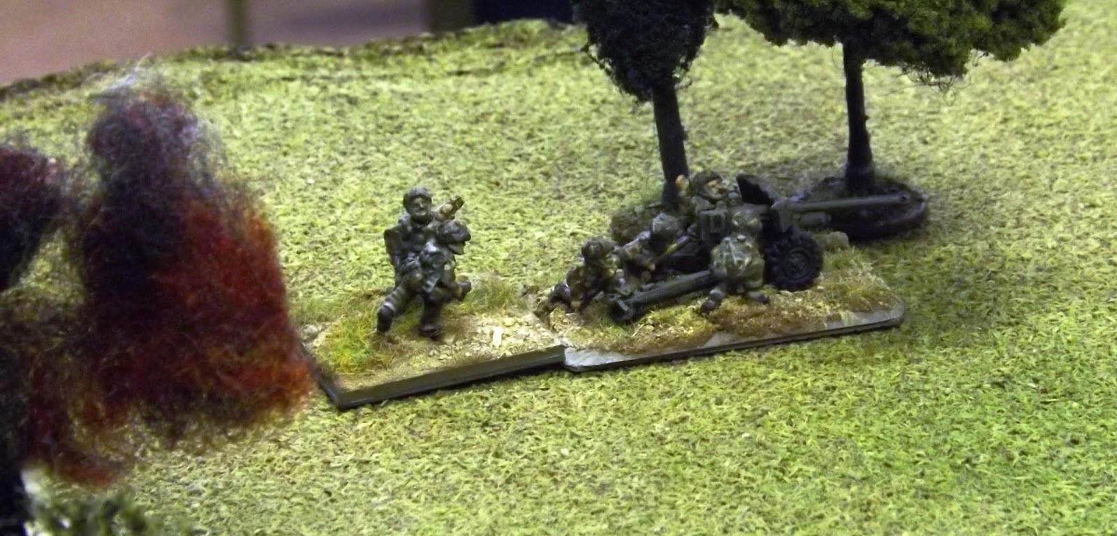 Lance Sergeant Baskeyfield directs the fire of one of his 6lbr gun with telling effect