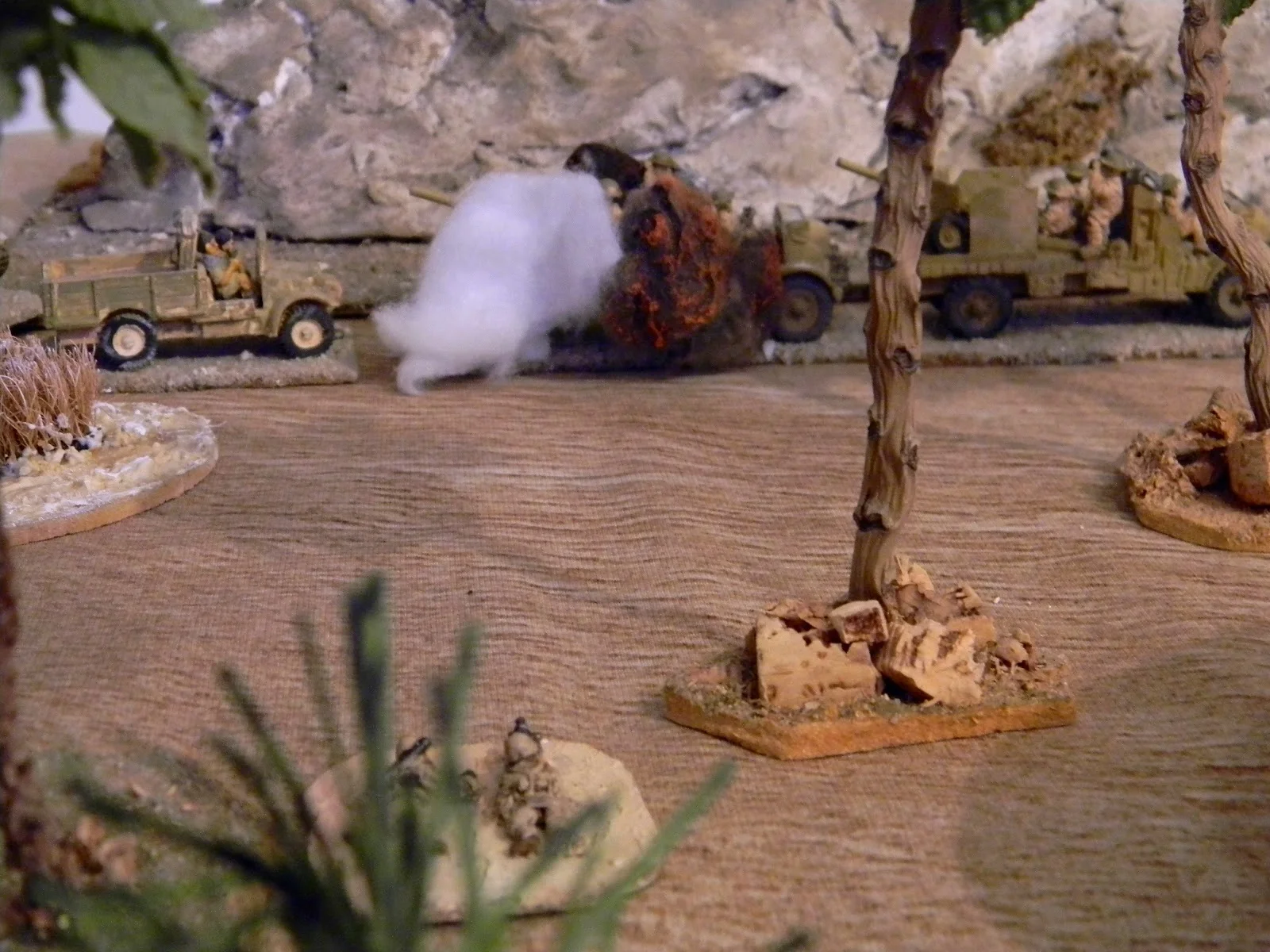   These Italians are crack shots ! The centre vehicle explodes.  