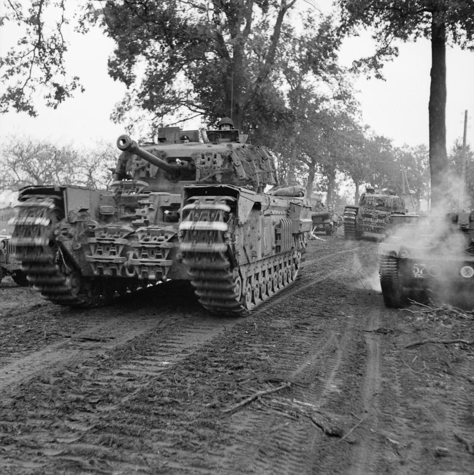 Churchill tanks of the 6th Guards Tank Brigade, pictured during Operation Bluecoat