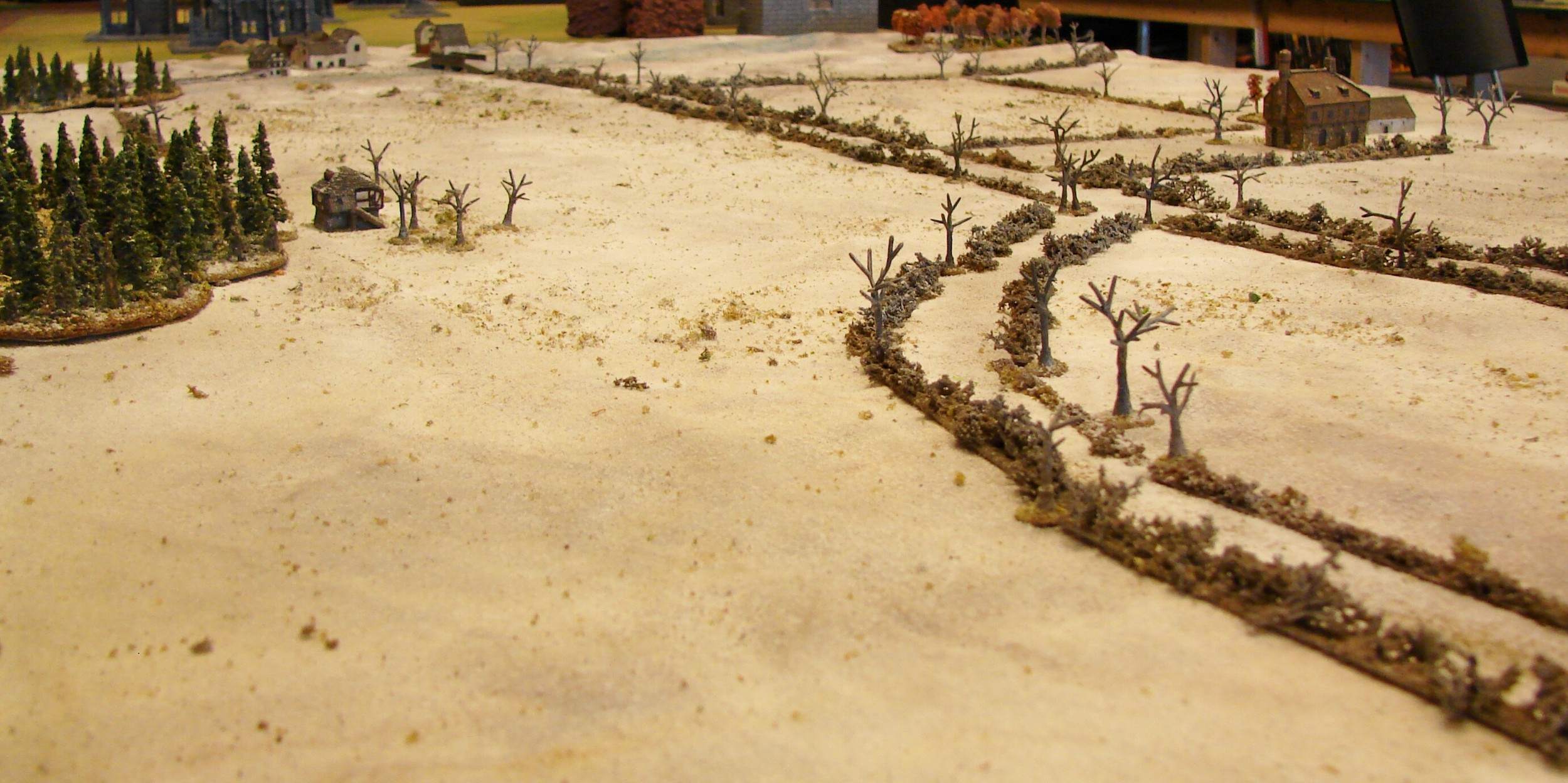 Roads from Buchenau Tim's panzerfaust armed infantry and the three Sdkfz 250s start around the intersection and move to the left.