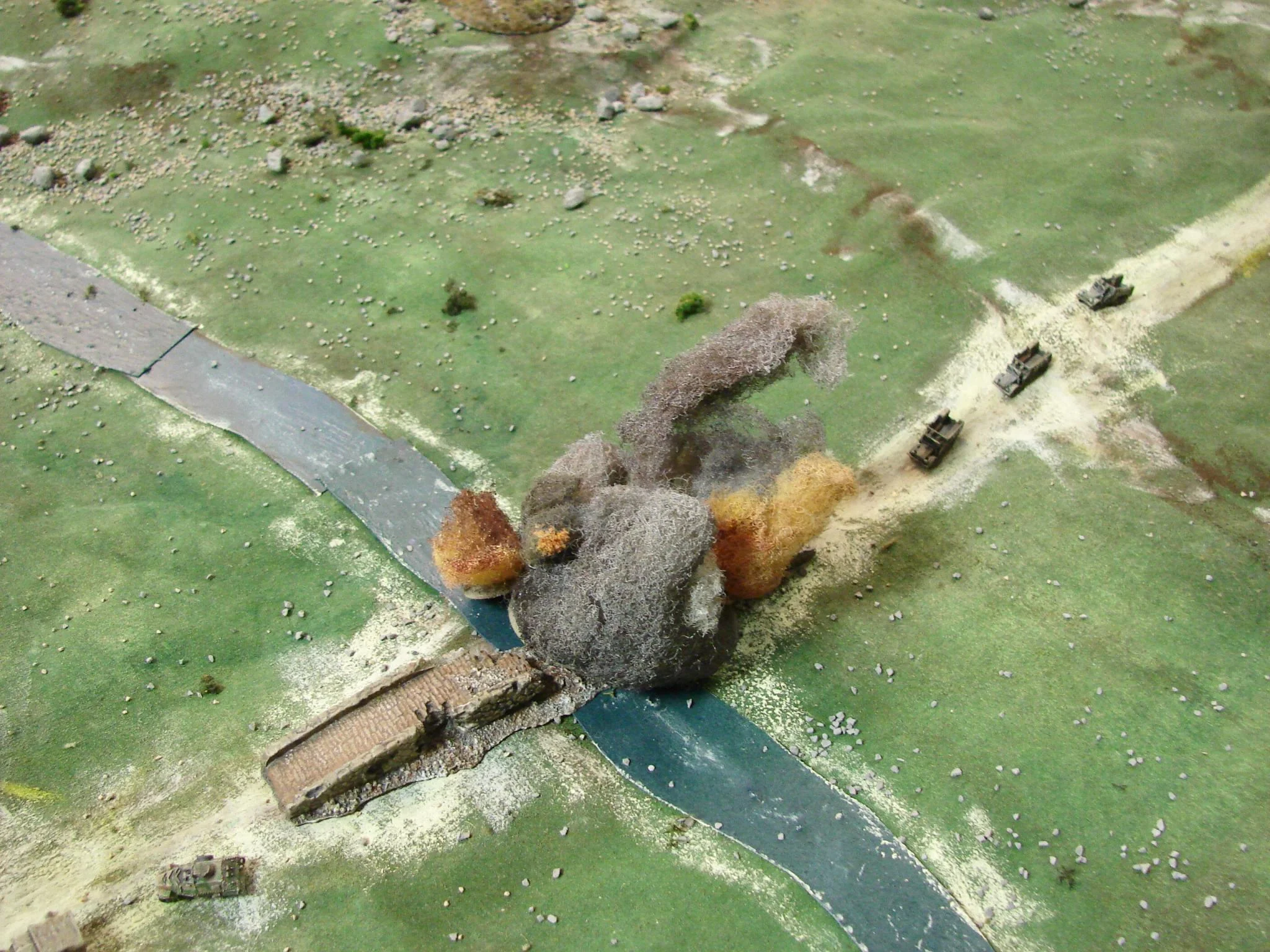 There she blows The RE big man manages to get the plunger down and the bridge is blown sky high.