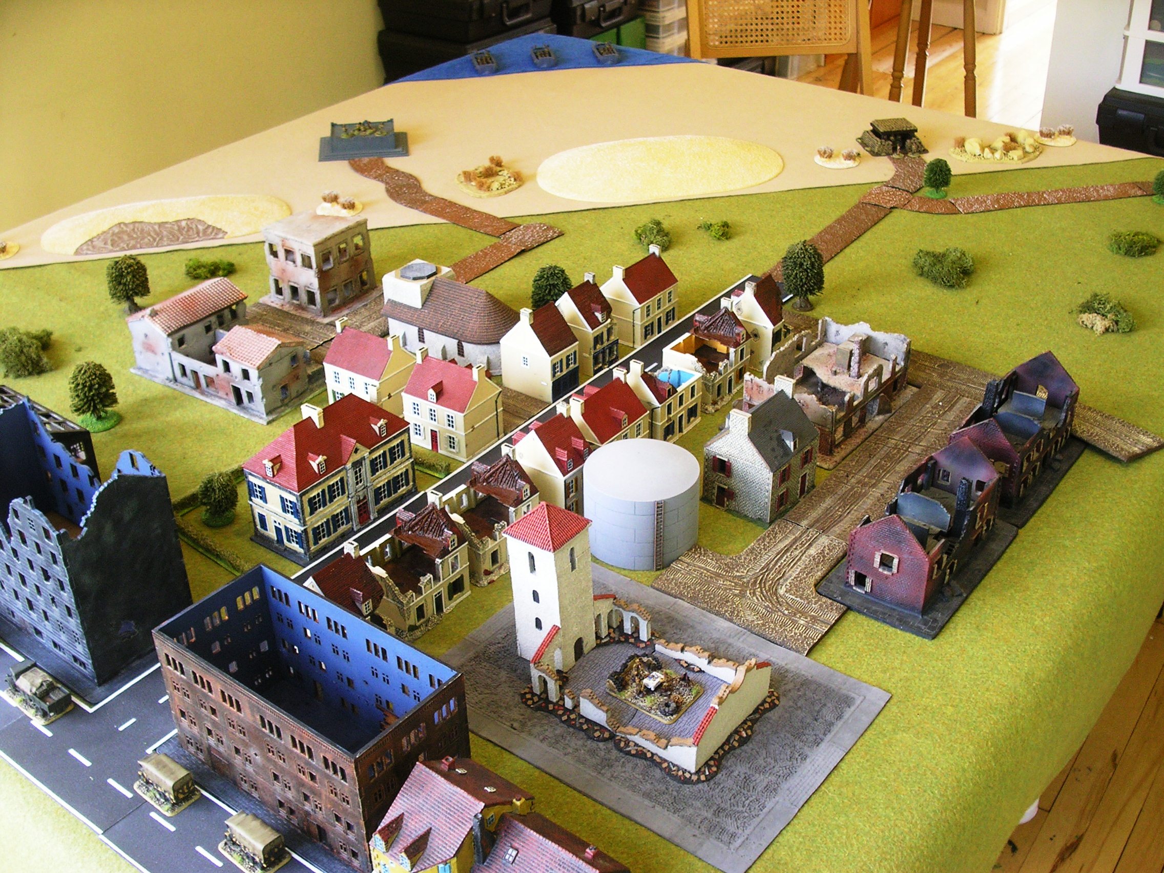 Gela, looking down towards the beach where the American landing craft have just appeared