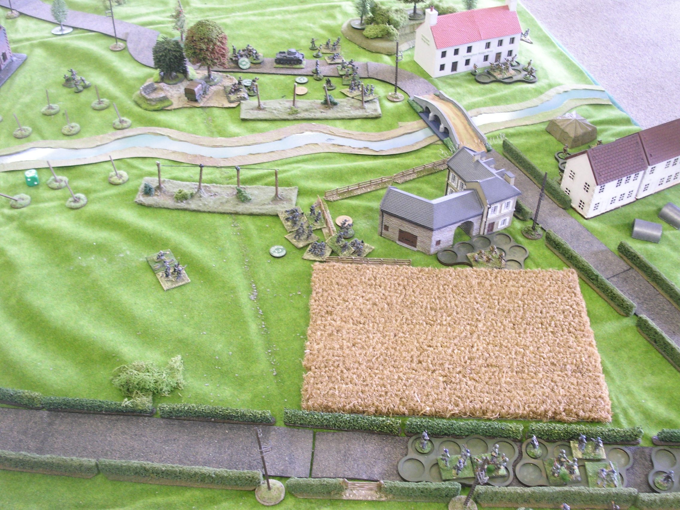 FJs about to take the barn (the grey building, centre)