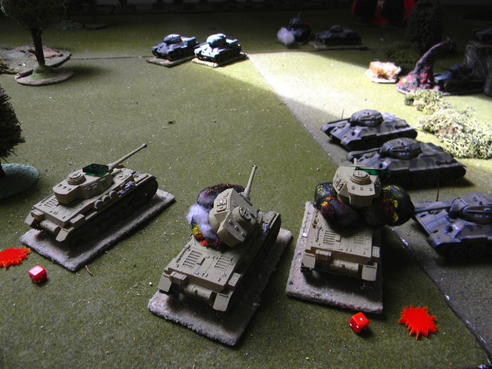 Five T34s are concentrating their attack as one after another PzIVs explode