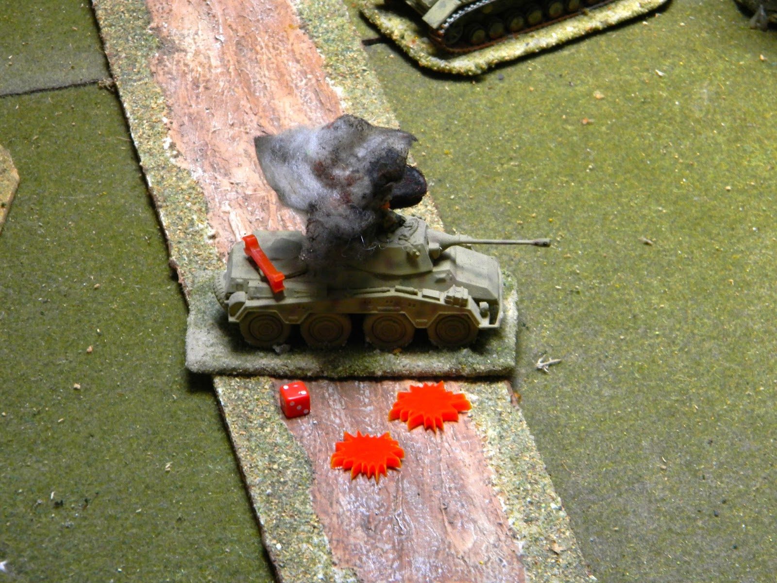 Siggi Spatzen had dispatched a T34 but for his trouble got hit in turn - kaboom!