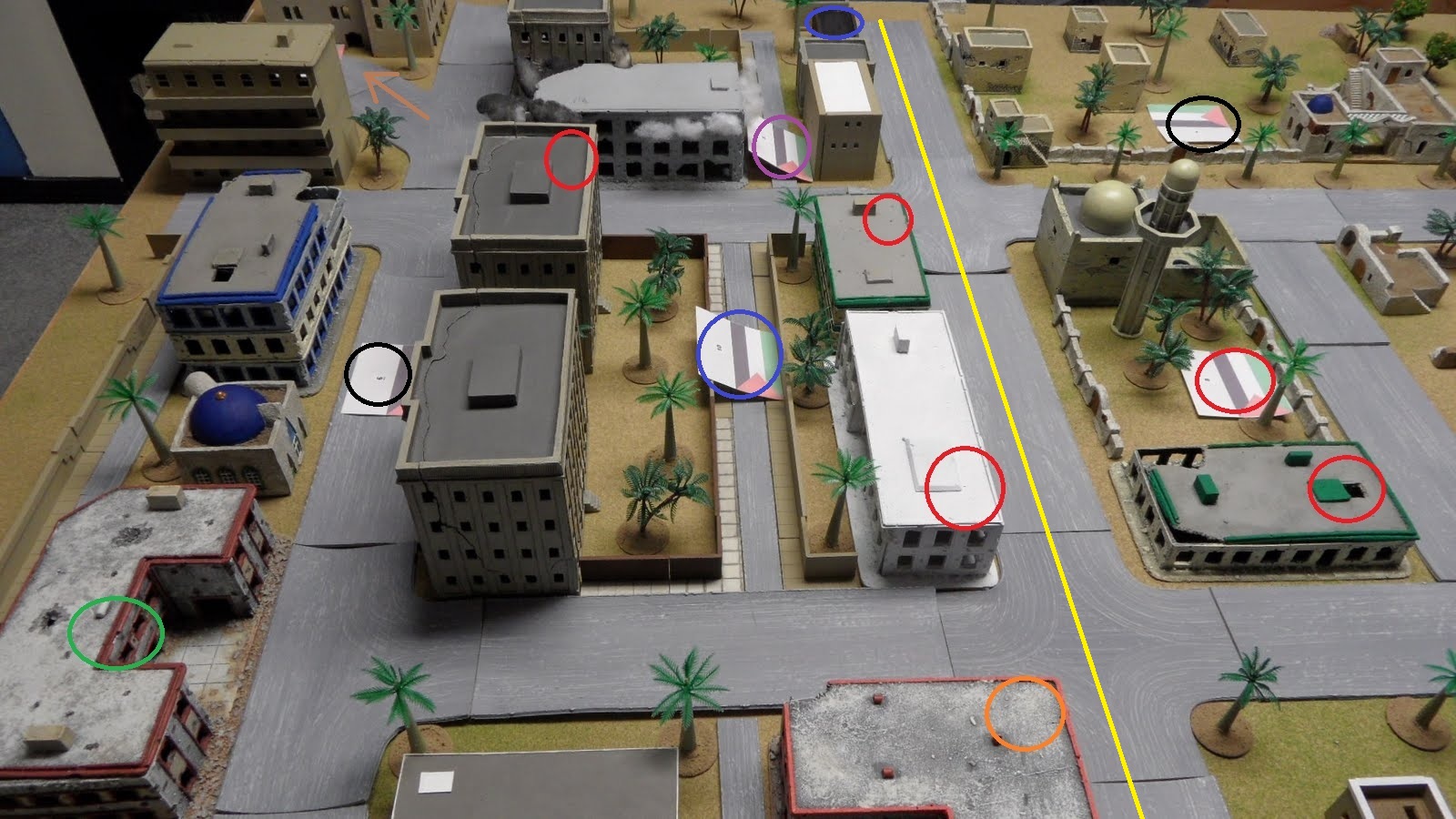 Setup, focusing on the back end of the table.