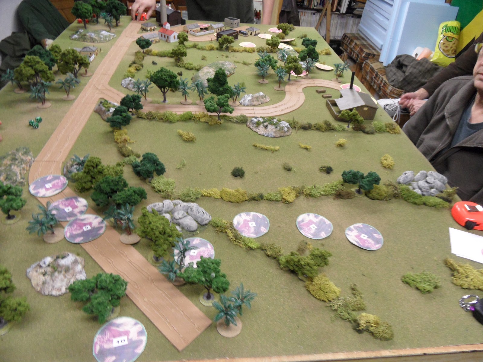  At the Government end of the table, looking west, the troops begin to move off-road. 