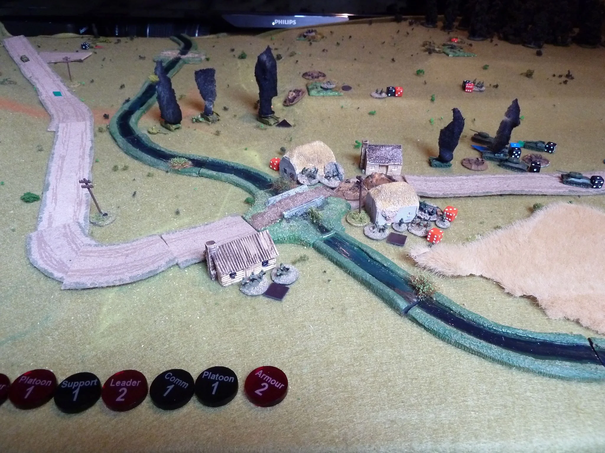 It's all over: even with the Shock from the mortars, the remaining Soviet tanks, Su-76s and ATG finish off the two remaining Panzer IVs. Interesting game. The loss of the second Panzer IV platoon was the key moment. Against 45mm ATGs, the Panzer IV can hold its own, but the 76mm just slices through them!