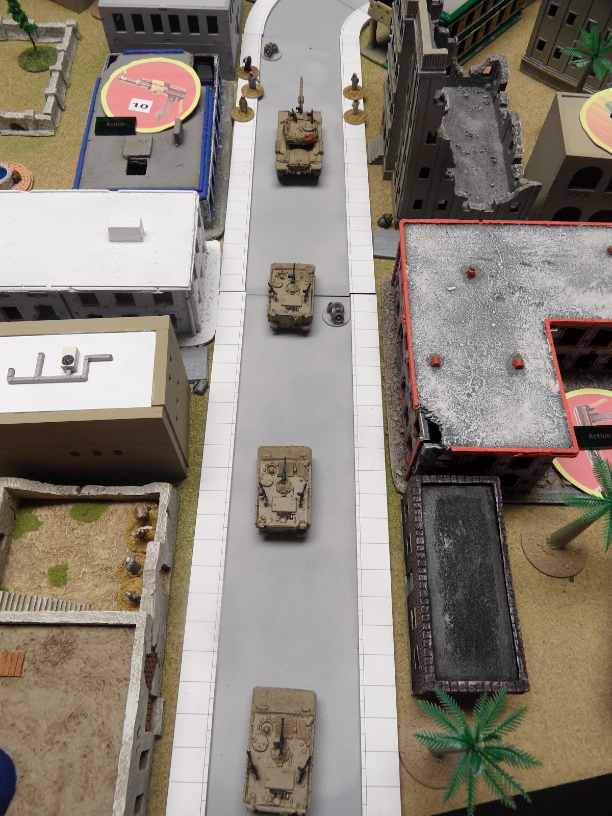     The convoy trudges forwards into the kill zone...I mean, refugee camp. 