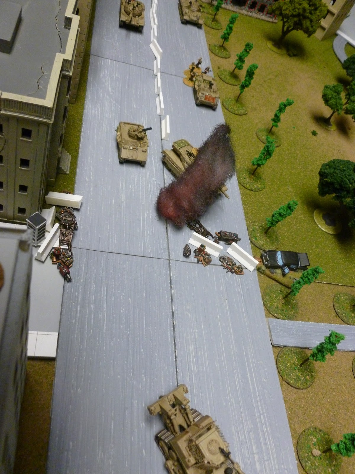  A near-miss with the mortars on the M163 as the D9 lumbers onward. 