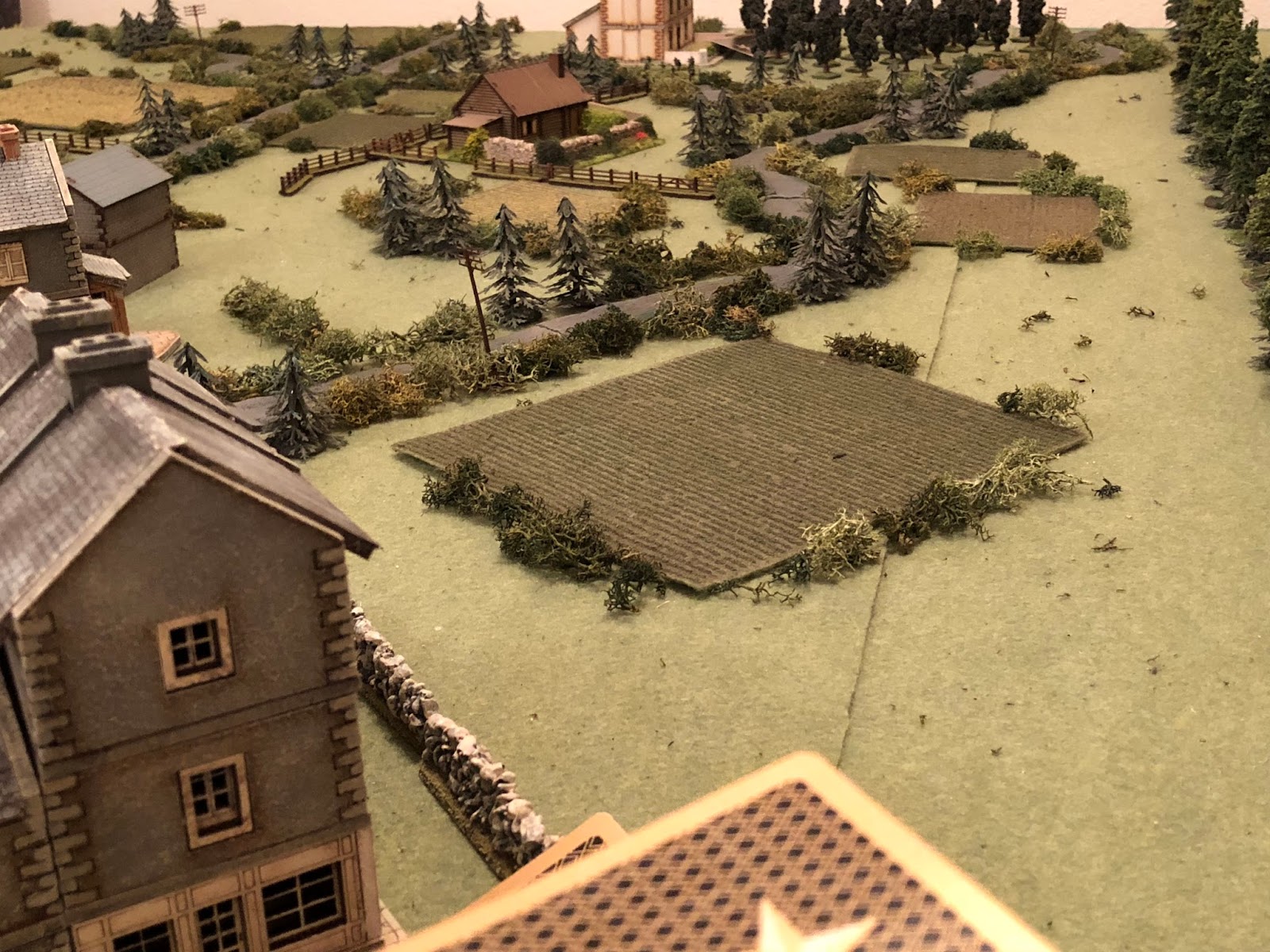  And then French Blinds in the ville (bottom centre) look towards the Farm (top centre, with the German 1st Platoon just to its right)... 