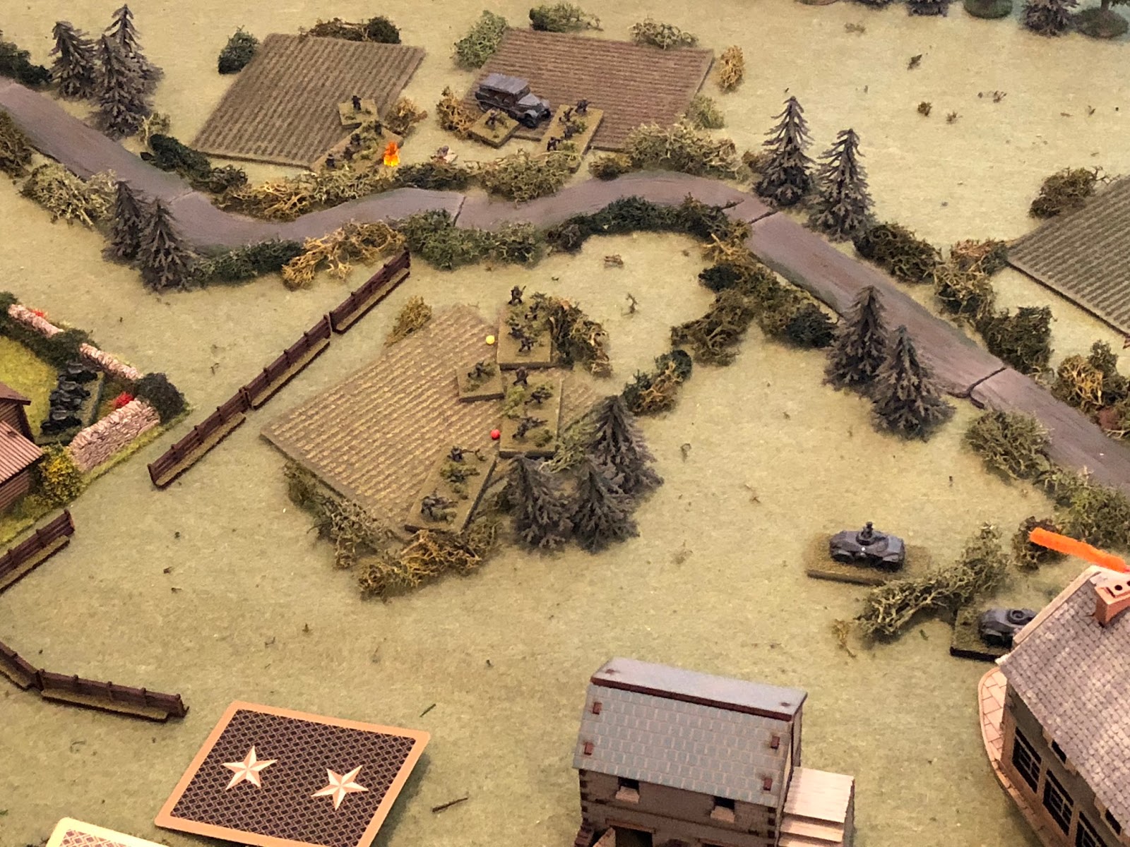  SSgt Mader (centre) hears the sound of two 20mm auto-cannons hammering away furiously (bottom right) and looks up to see two French rifle squads get mowed down. 