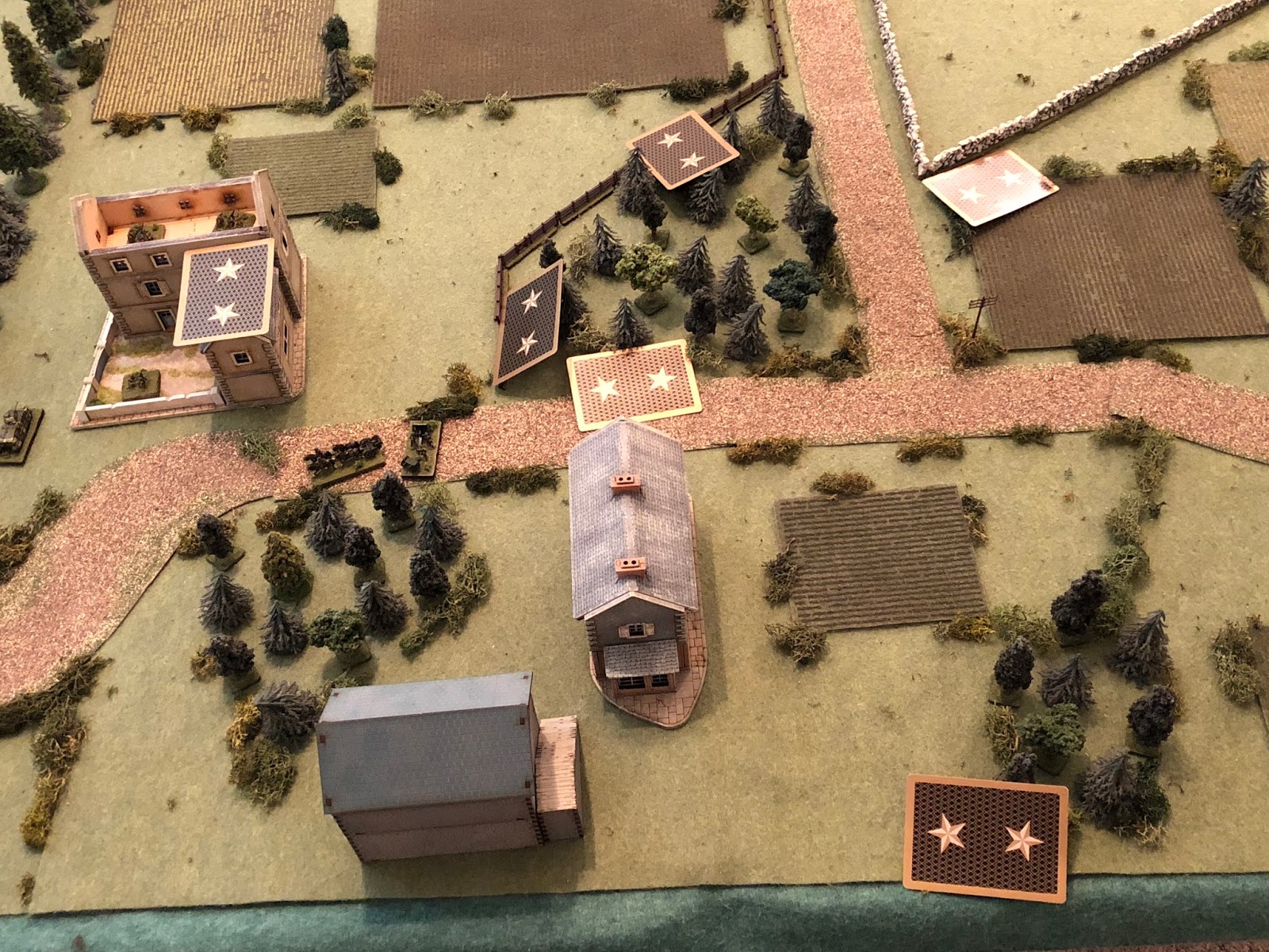 The French continue to sheepishly advance, or just move laterally (bottom right).&nbsp; The boy is very scared of my anti-tank guns, even though I've told him they can't hurt his Somuas from the front AND he has spotted both my guns already. 