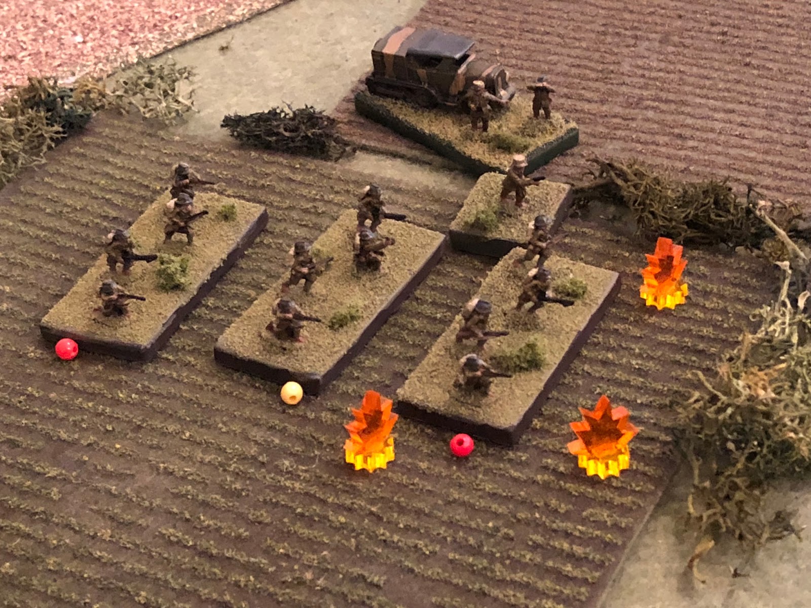  The French officers in the south set about rallying their 1st Platoon, under fire.   