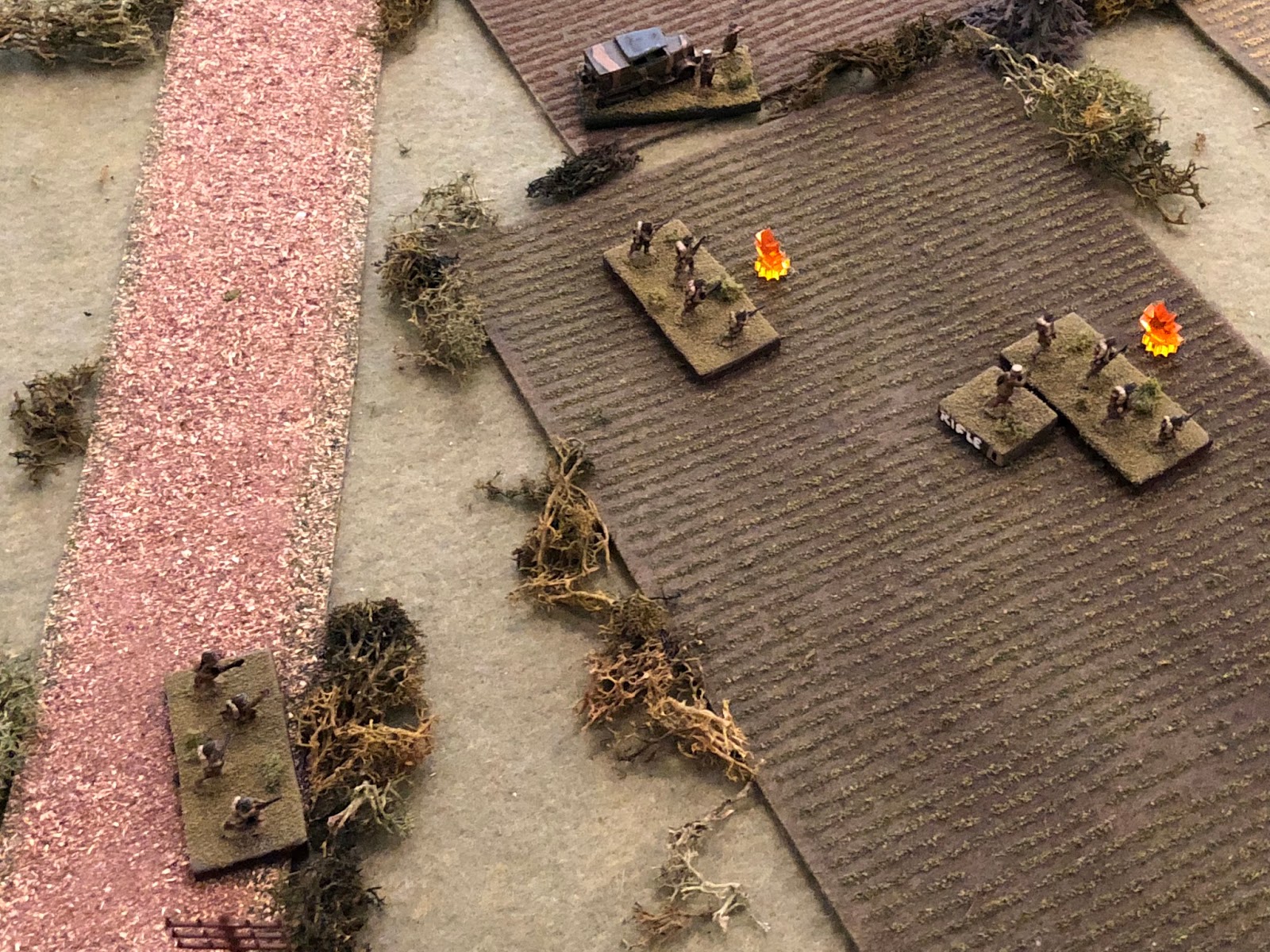  There's a lull in the fire and finally the French officers are able to get the platoon back up to fighting trim, all three rifle squads rallied. 