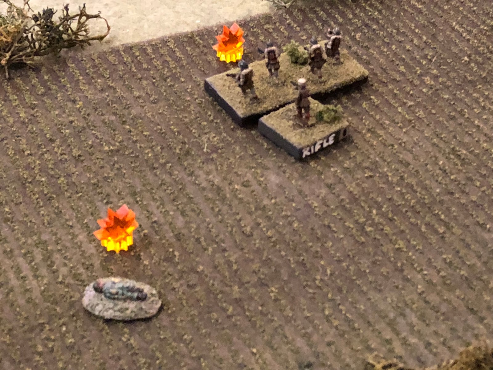  But the fire from the other two Motorcycle Platoon squads is vicious, knocking a French squad out of the fight!  All this shooting, but so far all that's been lost is one German ATG and one French rifle squad. 