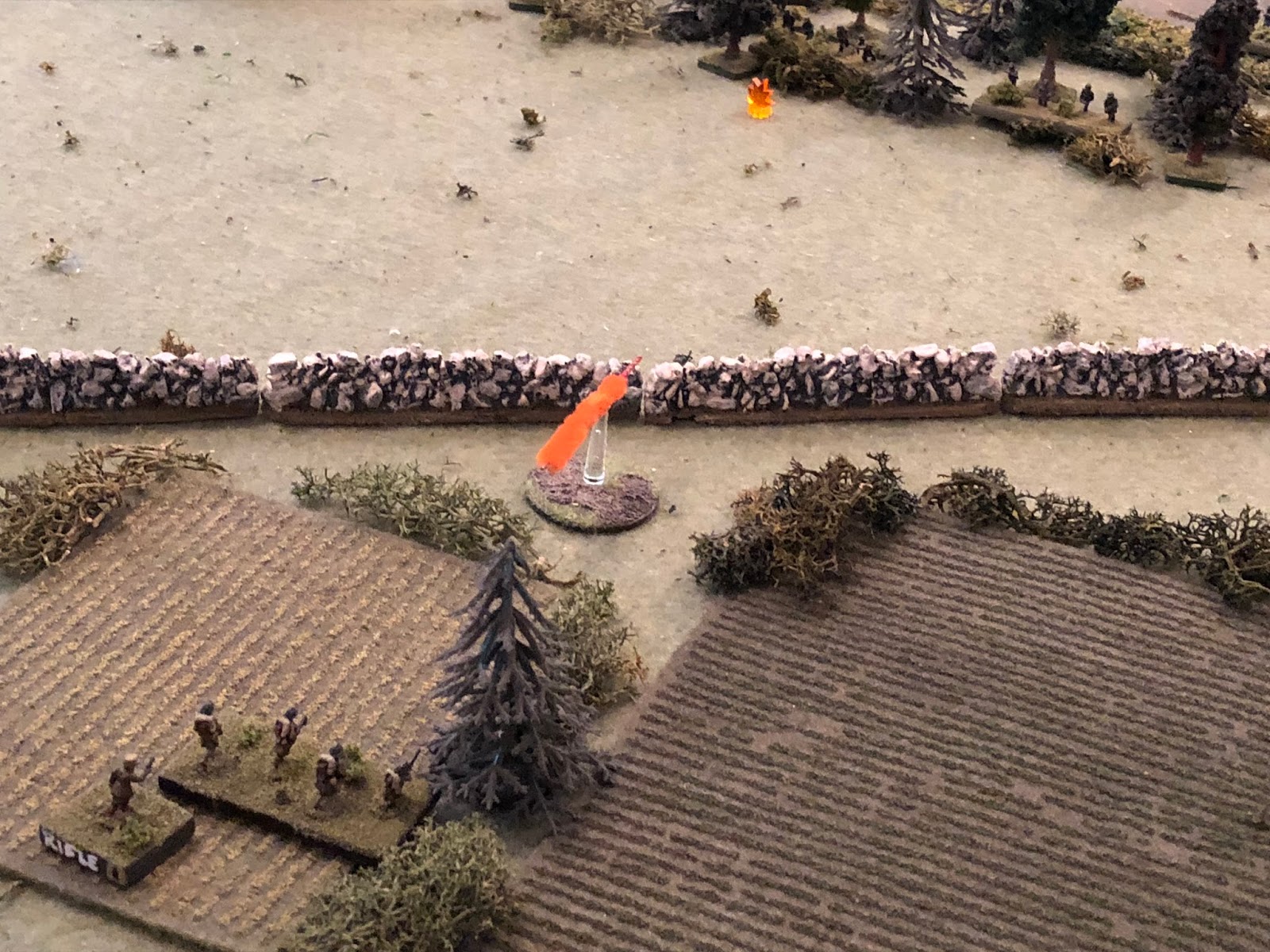  1st Squad fires on the German Motorcycle Platoon (tp right), but scores no hits. 