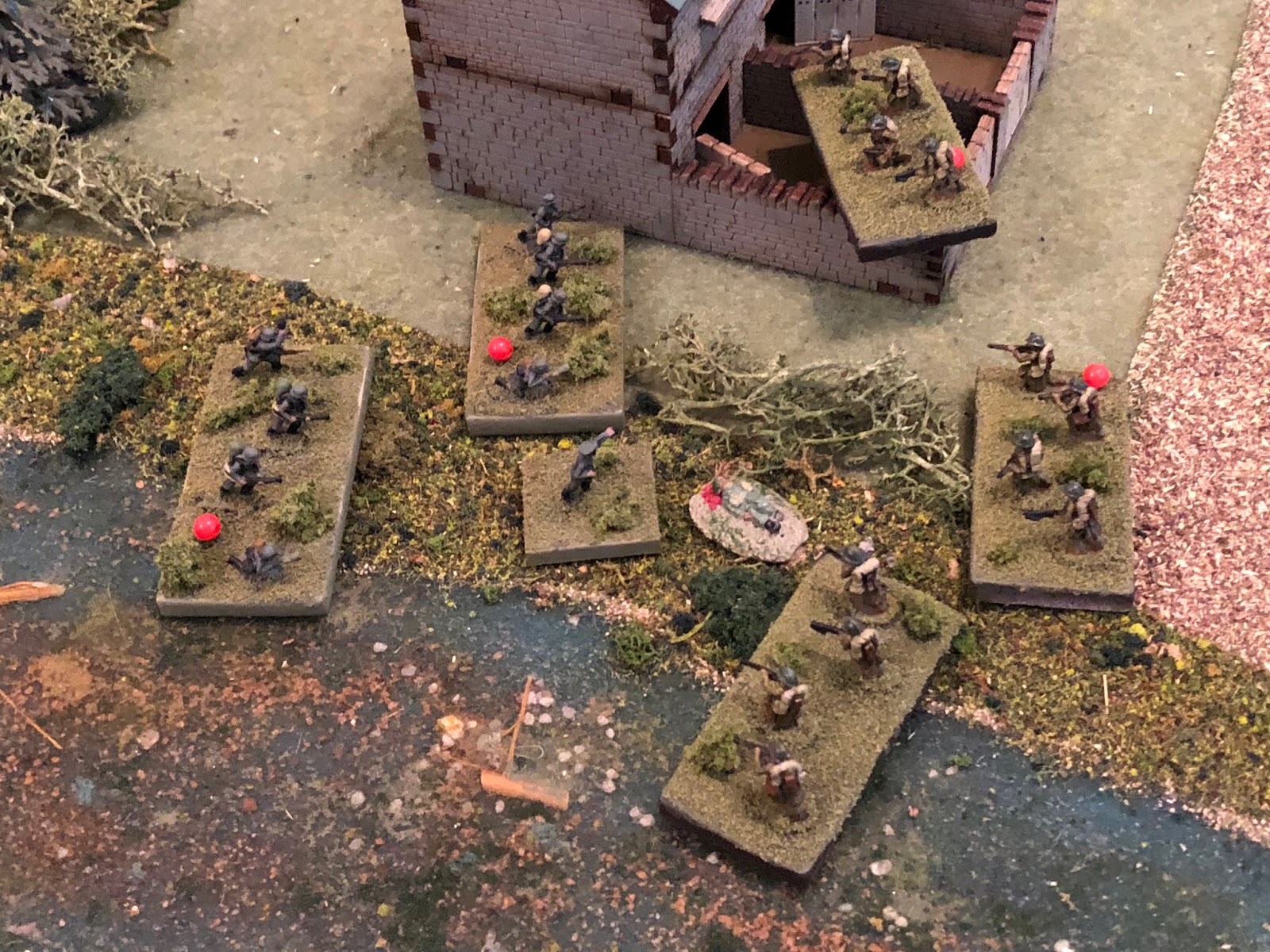  Both German squads rebuke their attackers in the first rush, and the French Lieutenant falls in the center of the scrum! 