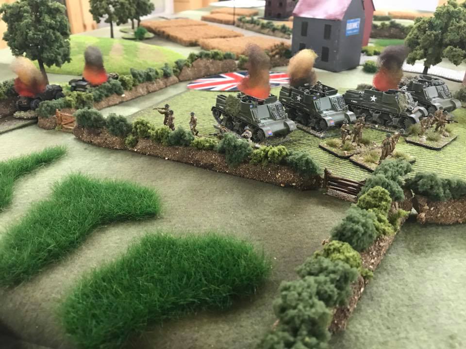 The last move. The Canadian Armoured platoon takes the hedge line, but at what a cost!