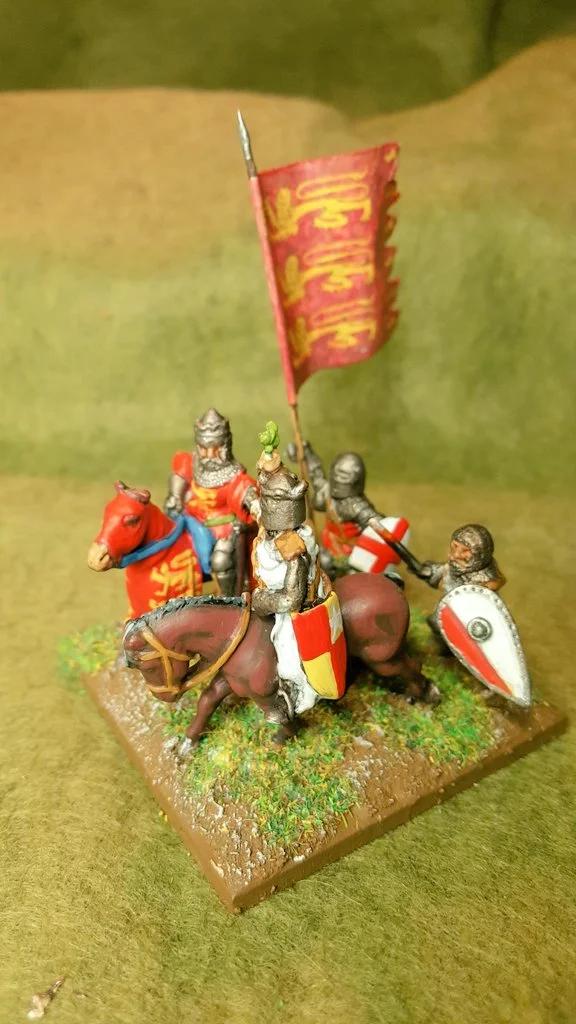 Notice the man on foot without the banner is armed with a red-hot poker ready to despatch the king if called upon to do so !