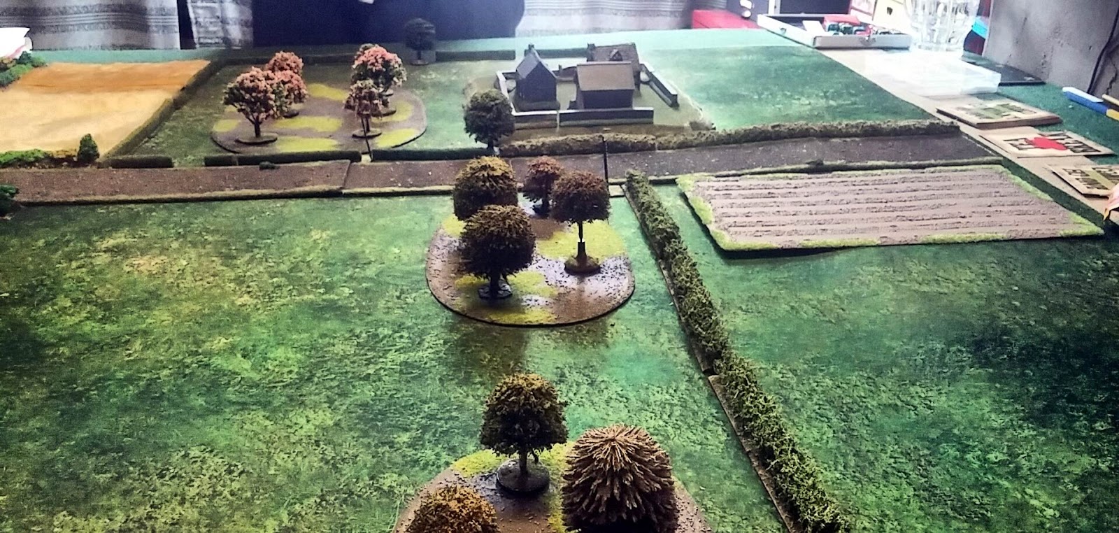 The German set up area with lots of terrain 'Blinds' areas