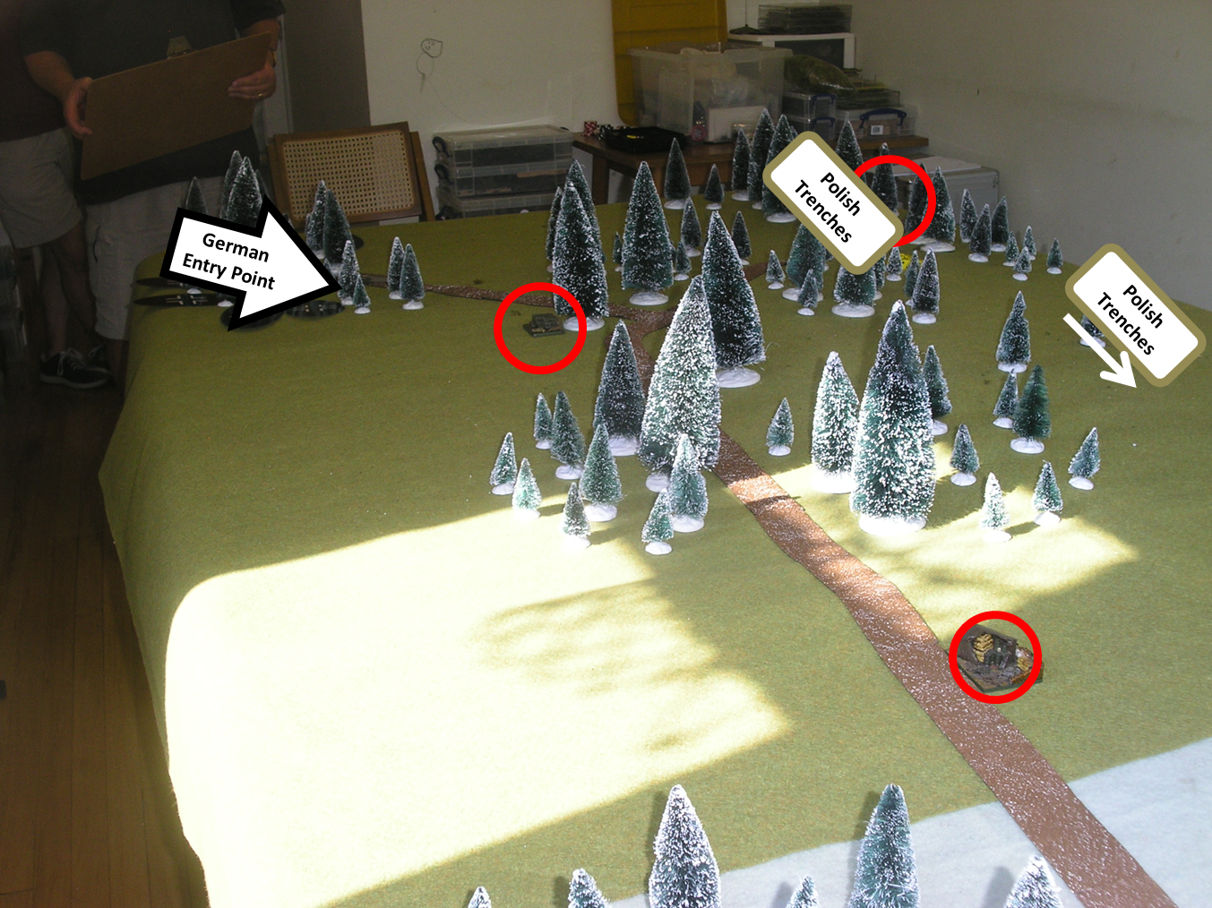 The second set of Polish trenches were around the other corner of the table