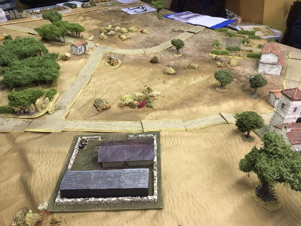  German view of the valley from the north eastern corner of the board.   In the foreground is the Olive Oil factory, defended by infantry and a machine gun team with nearby support from a StuG III assault gun.   