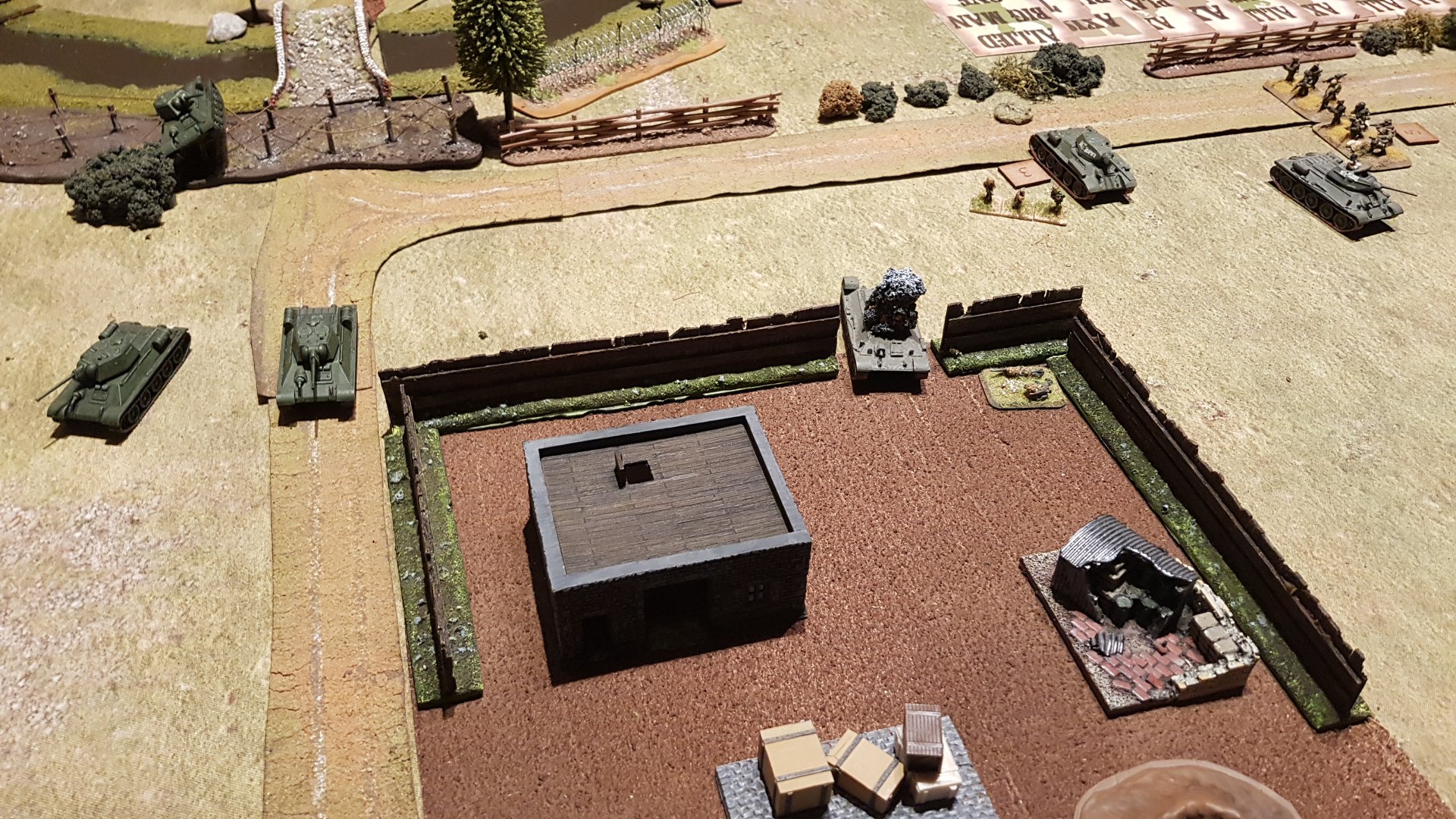 The Soviet tanks push onward towards the objective on all sides.