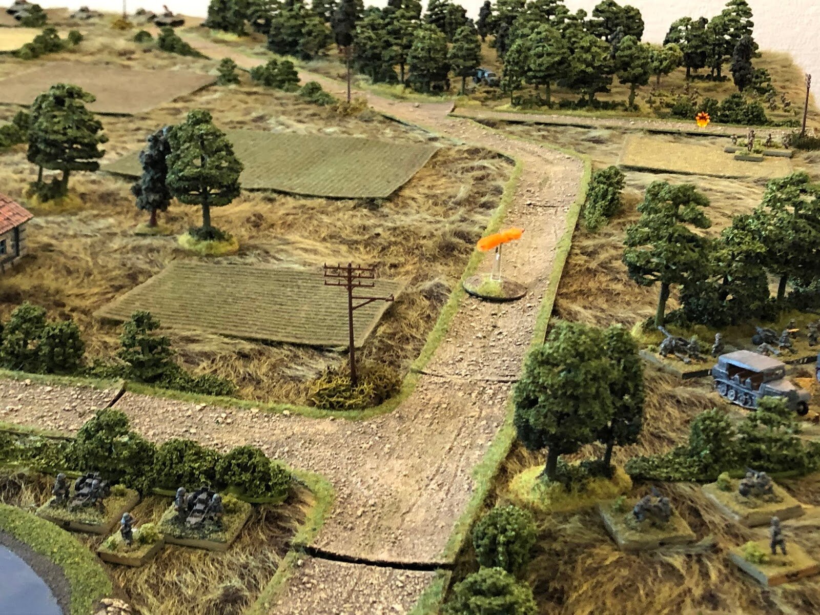  Just as the German Infantry Gun Platoon (bottom left) opens fire on the Birnenwald (top right, where you can see the PC and squad that just moved below the explosion marker…) 