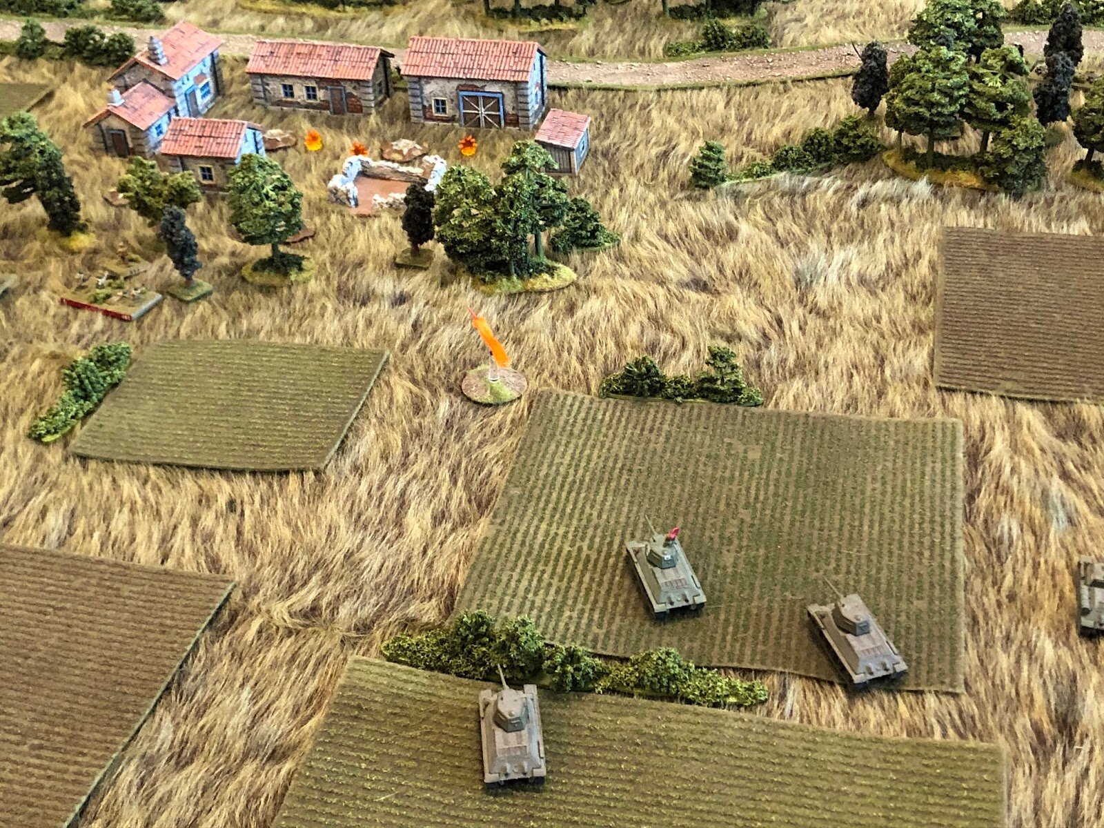  The T-34s pound the buildings of Snava as the Soviet 3rd Platoon Commander  and squad (bottom left) look on… 