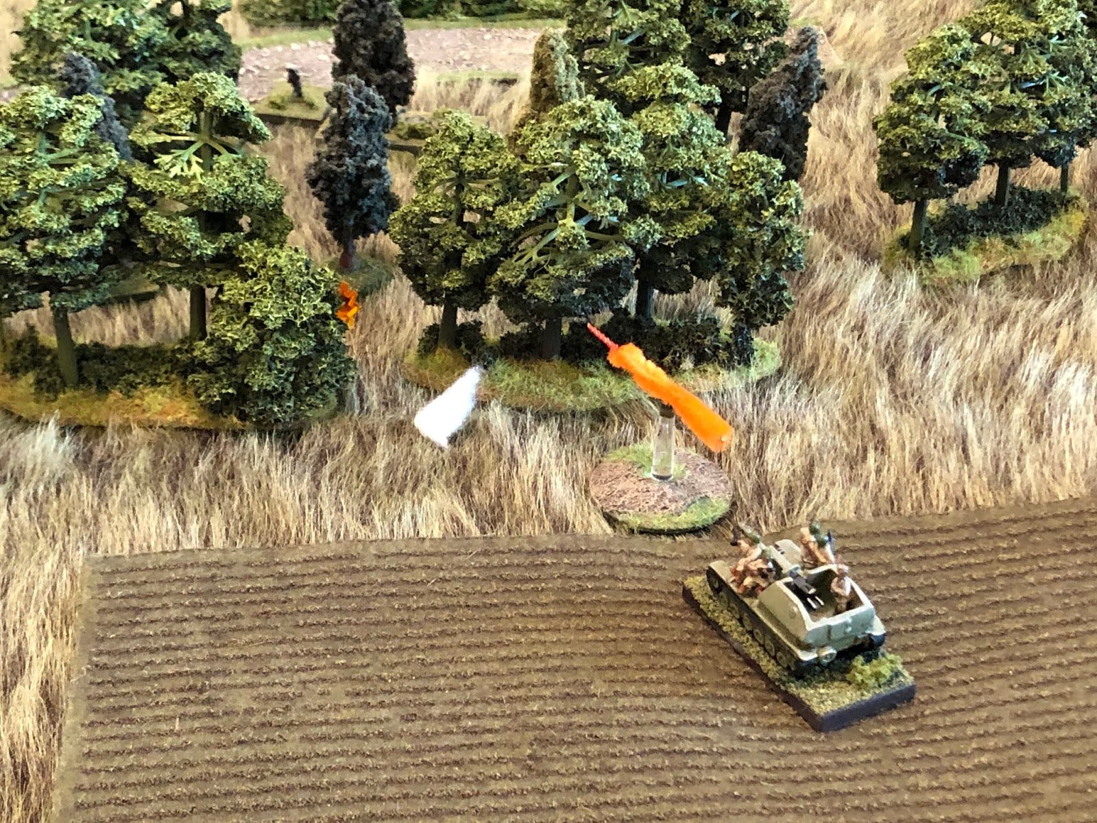  The Su-76 keeps firing into the North Wood without effect. 