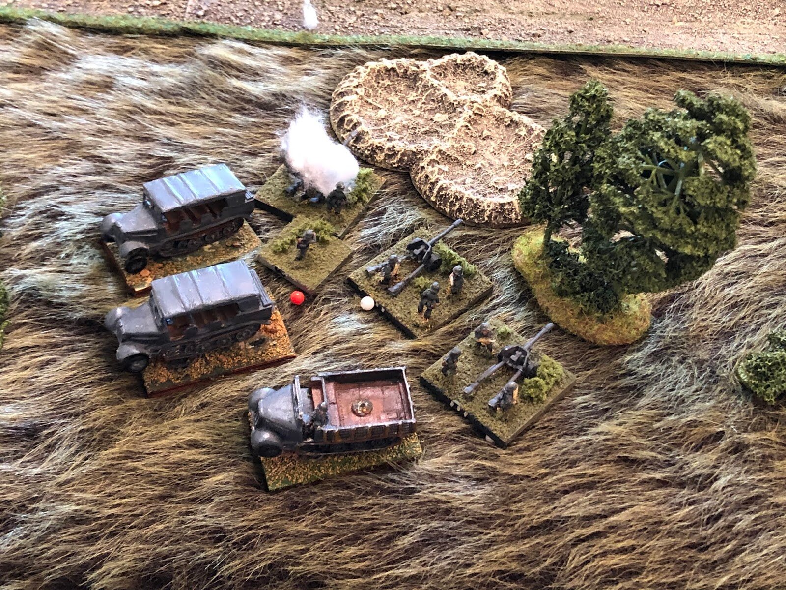  The ATG Platoon Commander is suppressed and weeping as his precious Gun Crew #1 is obliterated by the enemy mortar barrage!!!  Looks like they'll receive those Iron Crosses posthumously...  The Germans now have ZERO anti-tank guns in action as Gun #