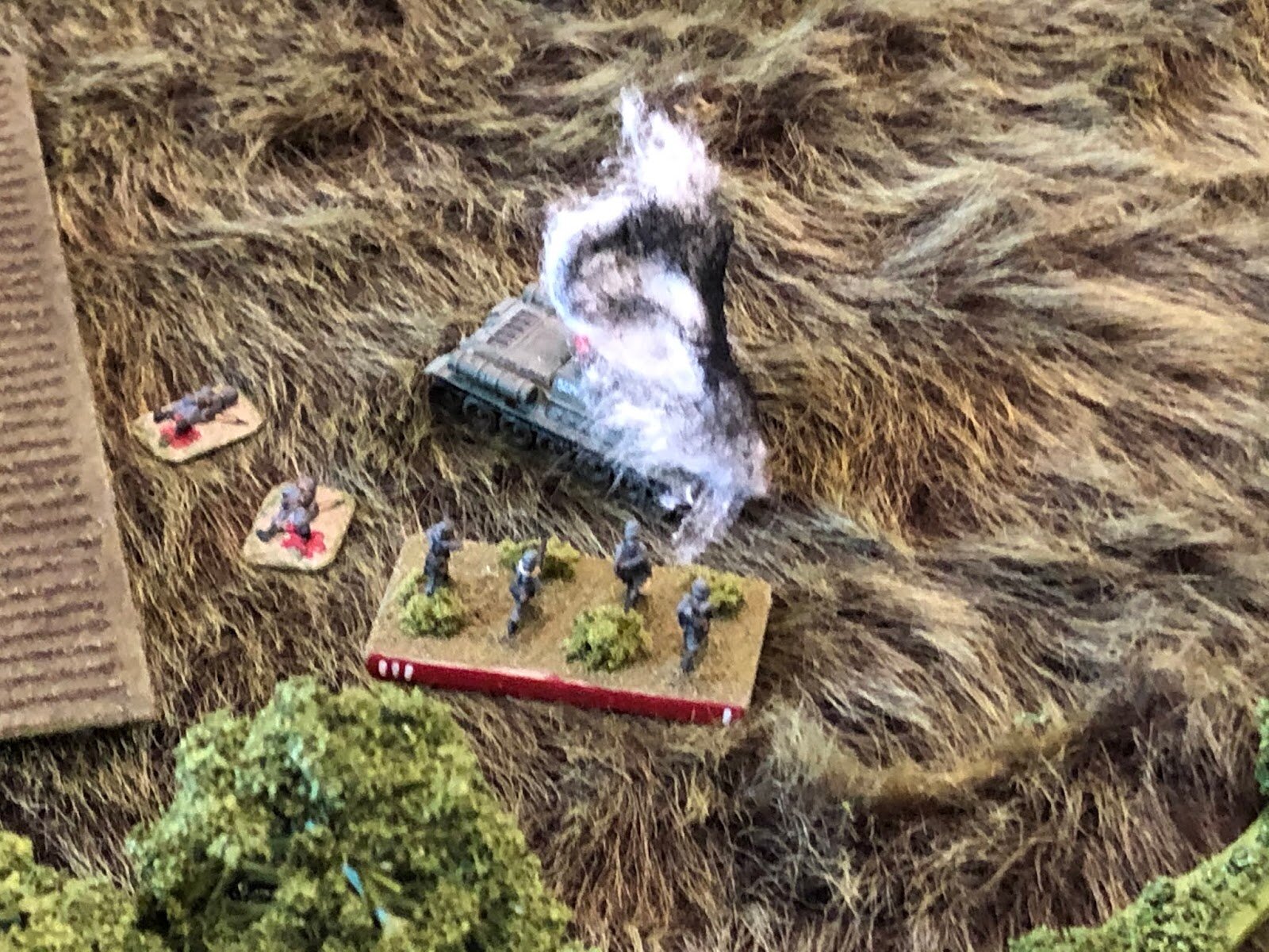  The German platoon commander took a bullet, but his men finished the job, knocking out the heavily armored beast!  