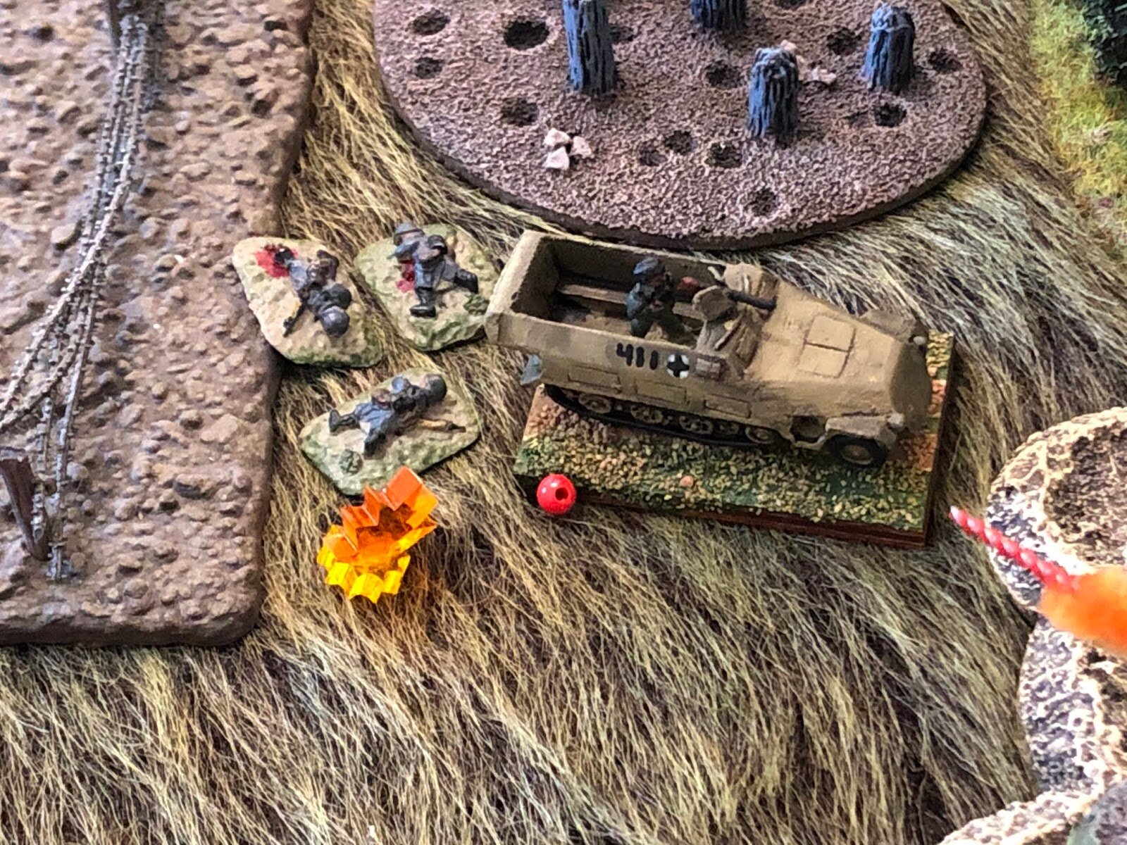  And the point-blank fire is ferocious, gunning down the PC and 1st Squad, and suppressing the halftrack crew! 