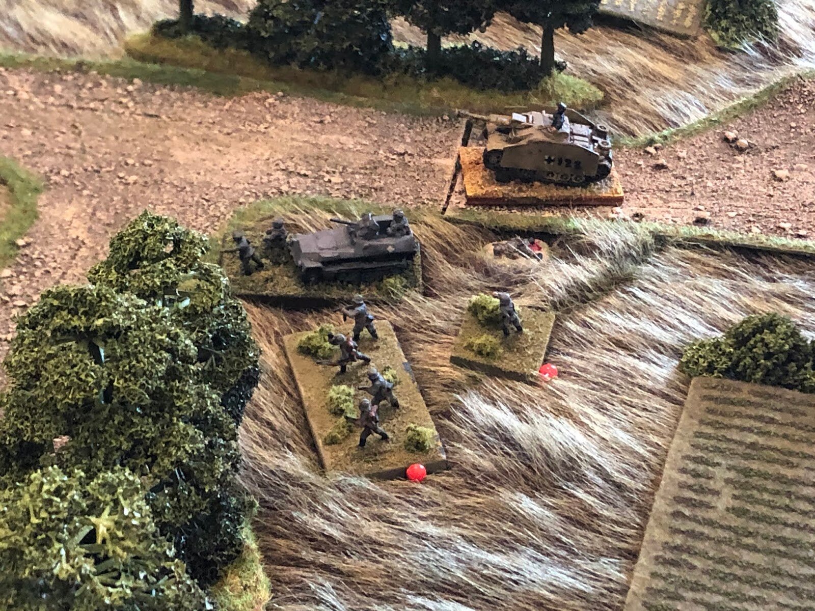 So he moves up, working as he goes, but he still can't get the Stug PC's vehicle crew to rally, though he does manage to get the 2nd Plt, 1st Co, commander and their squad back in the fight.