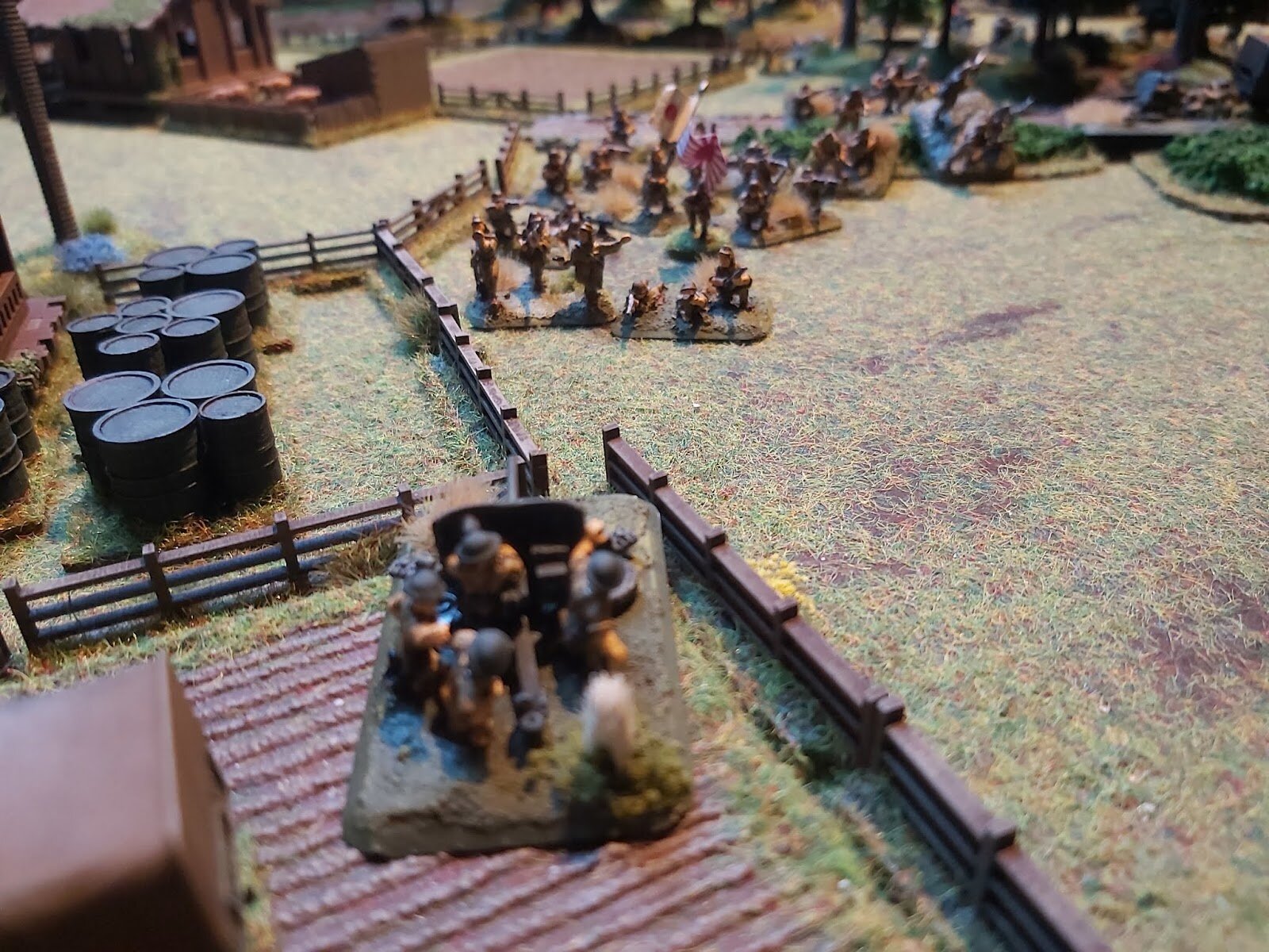 Meanwhile, the battalion refuelling area comes under threat, defended by a single 2 pounder.