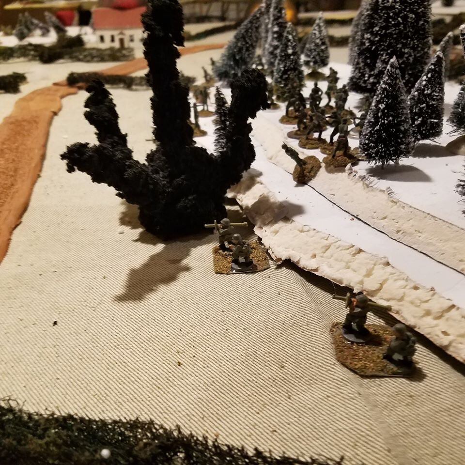 It took a turn or two for the American 81mm mortars to get going again after their FO had to redeploy but then they pinned the Panzerschreck teams
