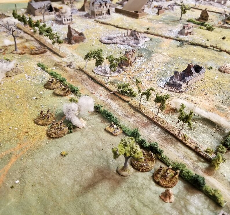 Infantry stalled along the road
